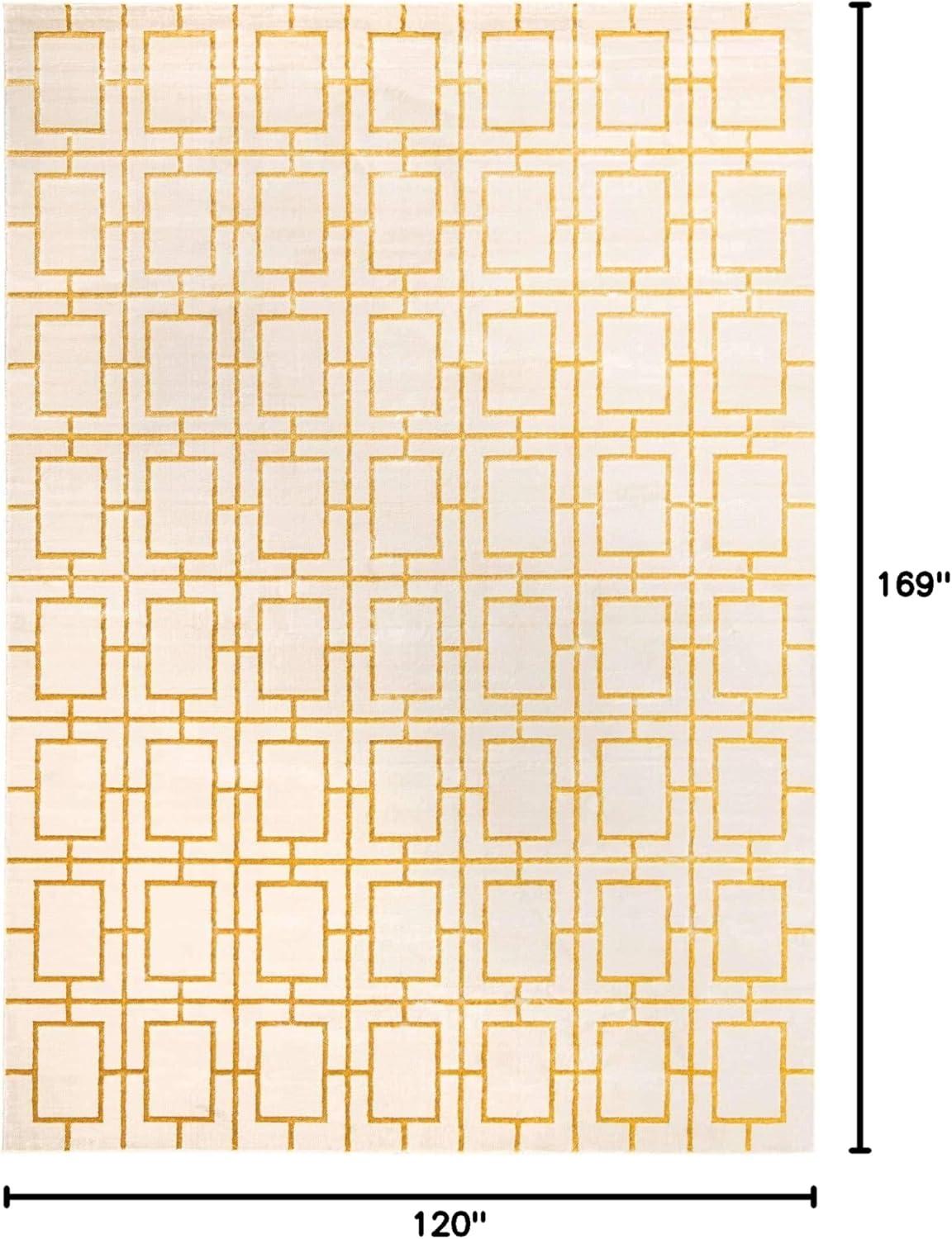 Rugs.com Marilyn Monroe™ Glam Trellis Collection Rug – 10' x 14' White Gold Medium Rug Perfect For Living Rooms, Large Dining Rooms, Open Floorplans