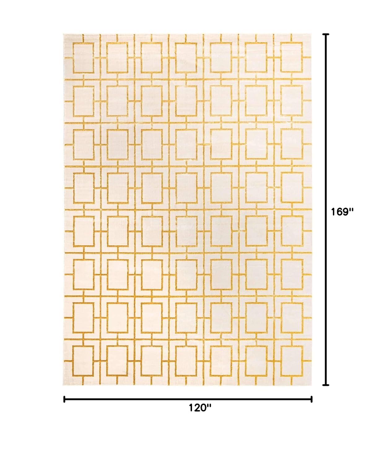 Rugs.com Marilyn Monroe™ Glam Trellis Collection Rug – 10' x 14' White Gold Medium Rug Perfect For Living Rooms, Large Dining Rooms, Open Floorplans
