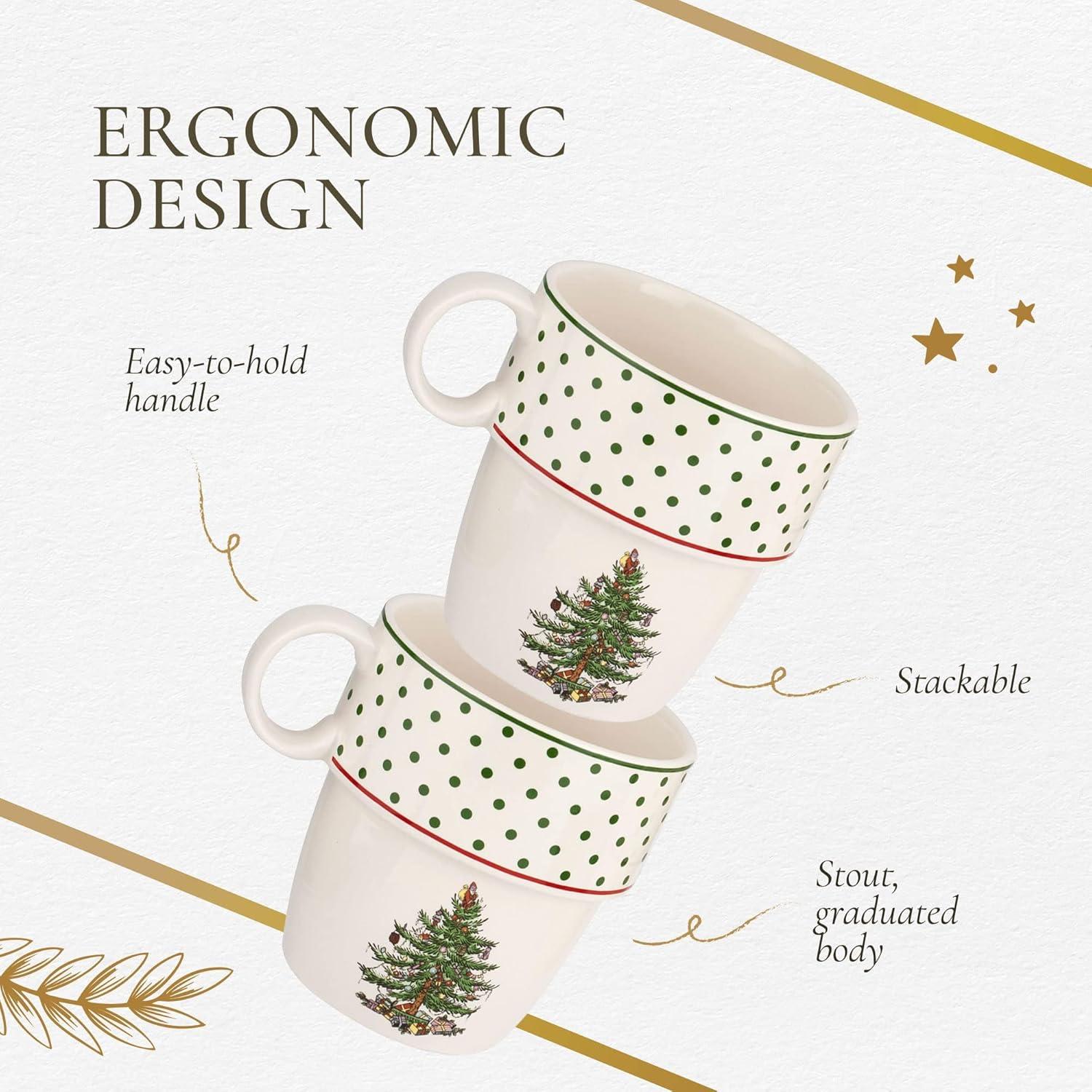 Spode Spode Christmas Tree Polka Dot Stackable Mugs (Set of 4)