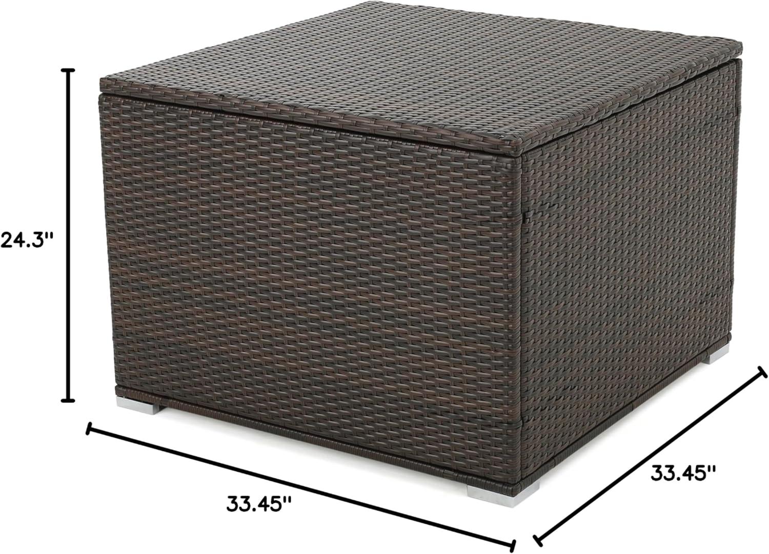 Multibrown Wicker and Iron Outdoor Storage Deck Box