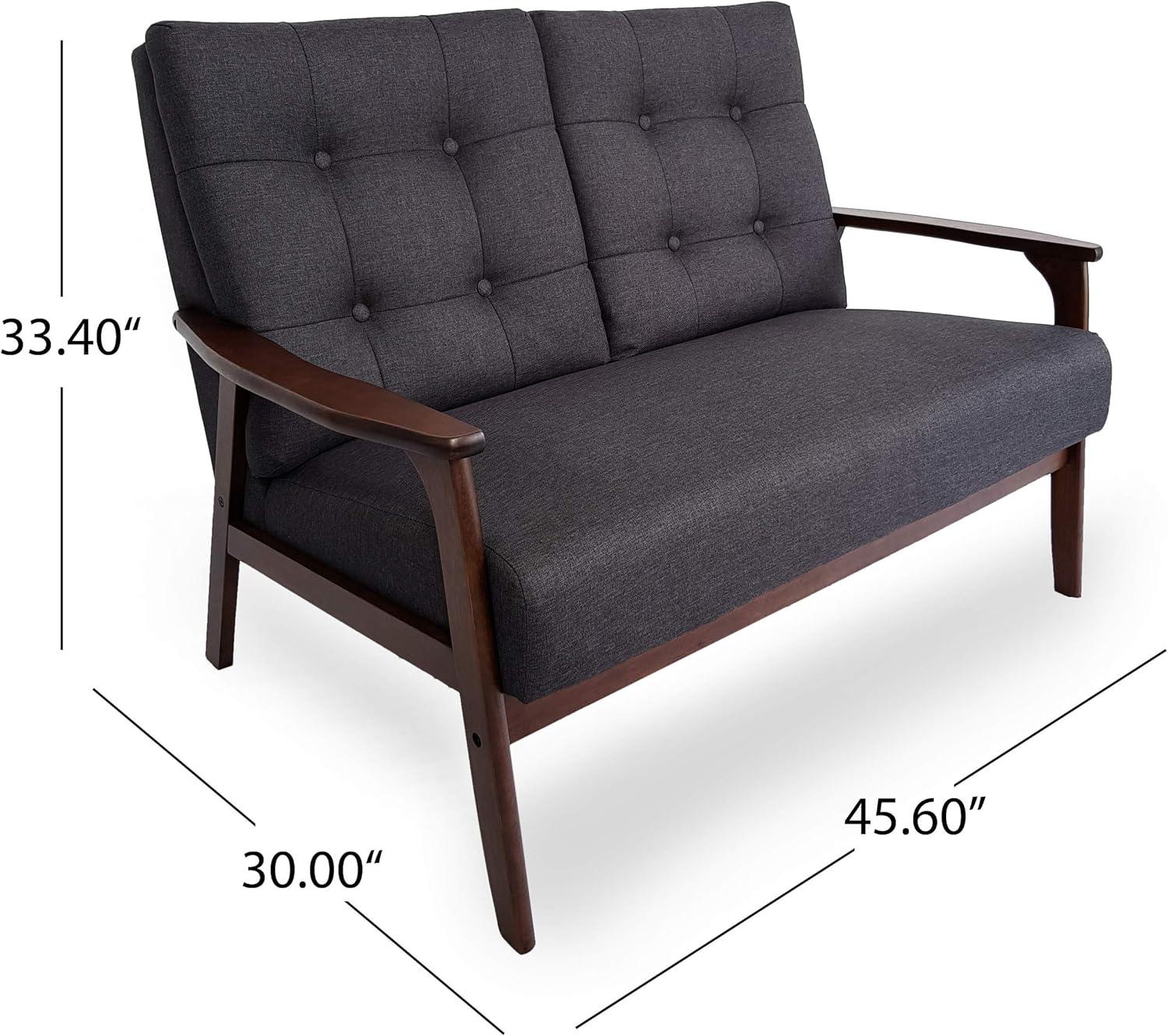 Duluth Mid Century Tufted Loveseat Black - Christopher Knight Home: 40" Width, Rubberwood Frame, Polyester Upholstery