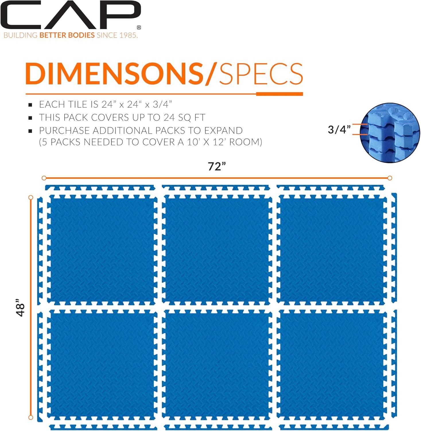 CAP Barbell Exercise Puzzle Mats Packs Tiles 24"x24" x 3/4" | Multiple Options