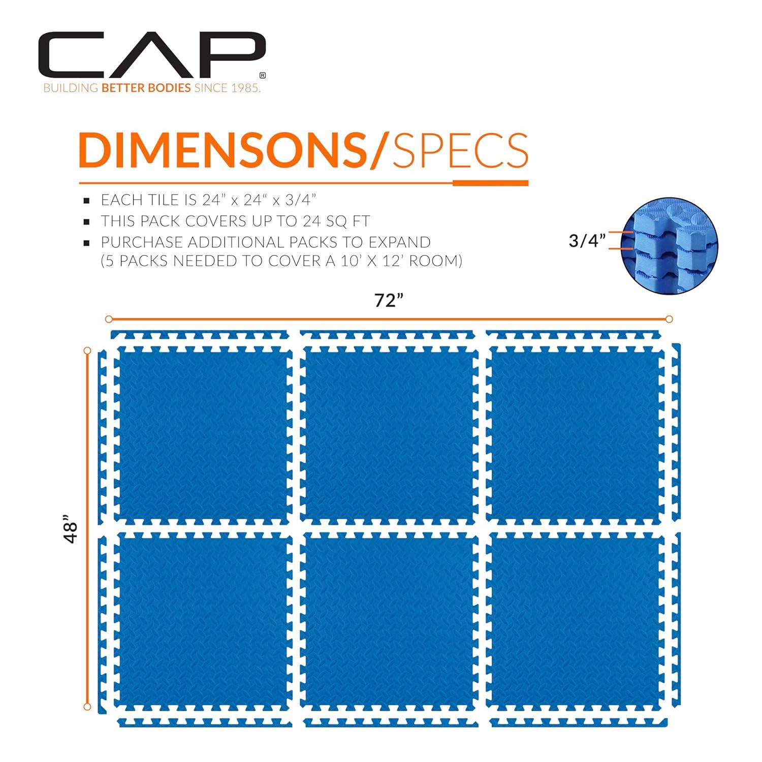 CAP Barbell Exercise Puzzle Mats Packs Tiles 24"x24" x 3/4" | Multiple Options