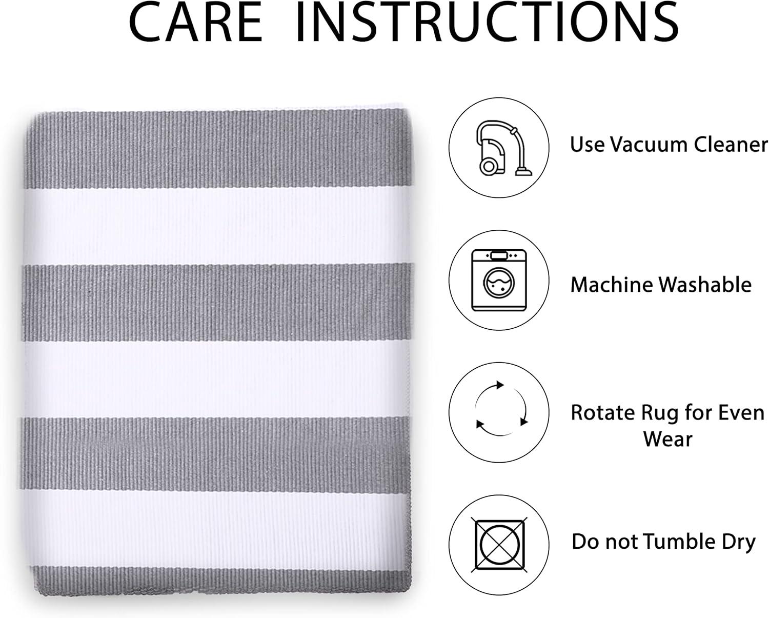 IOHOUZE Navy and White Striped Rug 2'x3' Front Door Rugs, Small Washable Area Rug for Front Porch, Spring Summer Doormats Outdoor Indoor, Cotton Rugs for Entryway Porch Entrance
