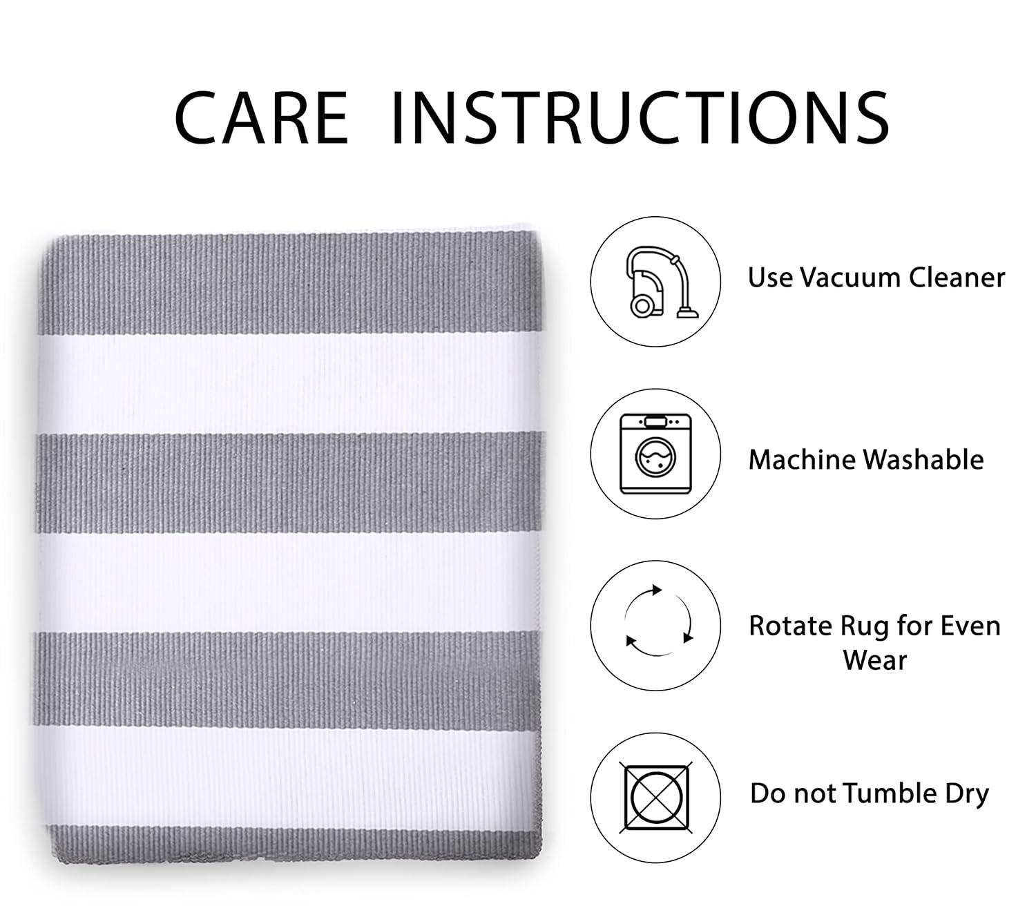 IOHOUZE Navy and White Striped Rug 2'x3' Front Door Rugs, Small Washable Area Rug for Front Porch, Spring Summer Doormats Outdoor Indoor, Cotton Rugs for Entryway Porch Entrance