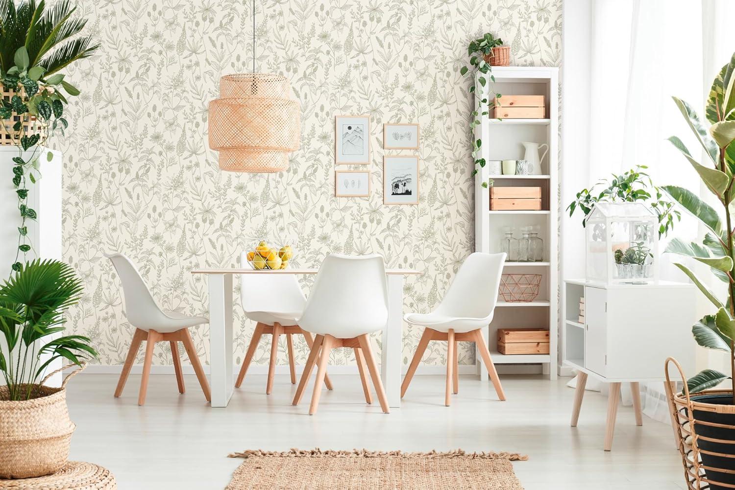 Advantage Nami Olive Floral Unpasted Expanded Vinyl Wallpaper, 21-in by 33-ft, 57.8 sq. ft.