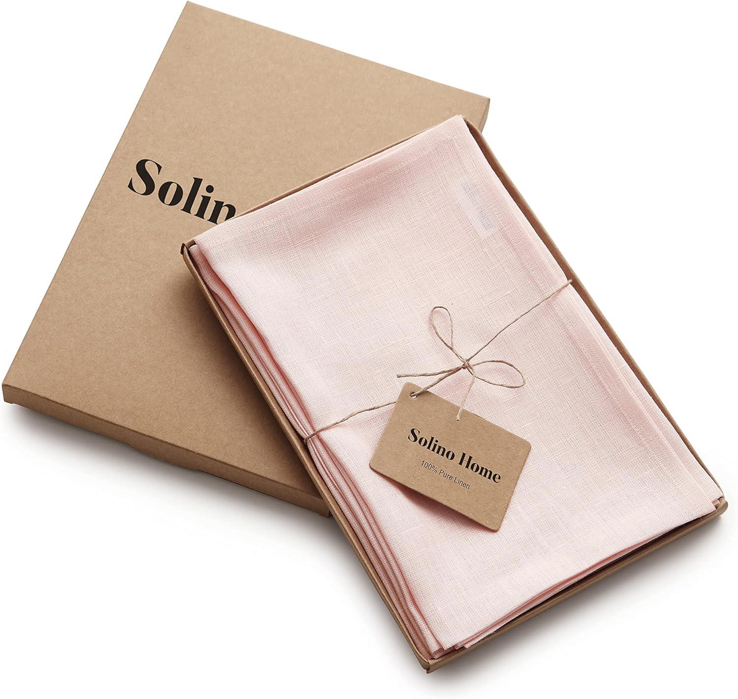 Solino Home Cotton Linen Hemstitch Dinner Napkins (Set of 4)