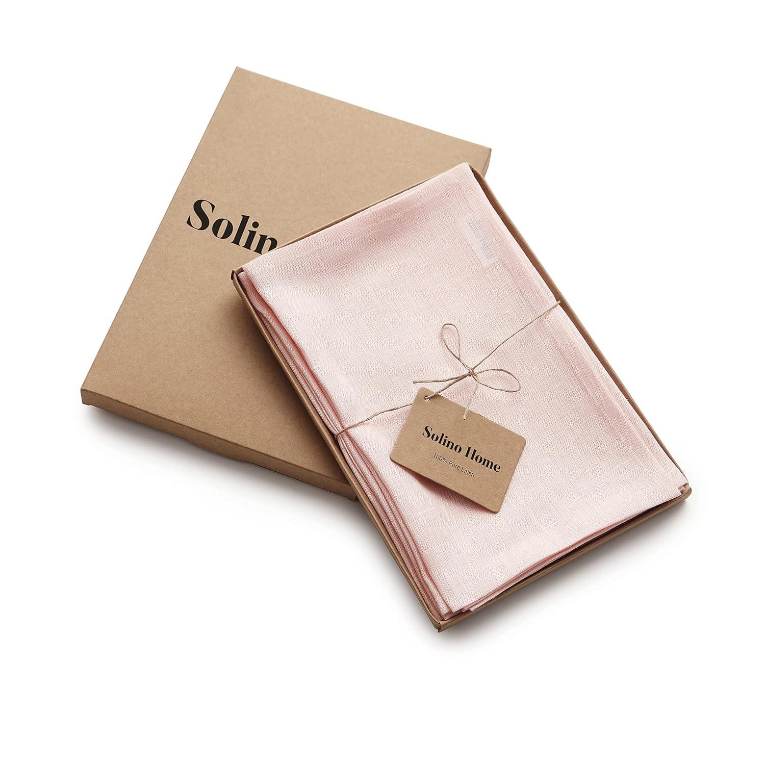 Solino Home Cotton Linen Hemstitch Dinner Napkins (Set of 4)