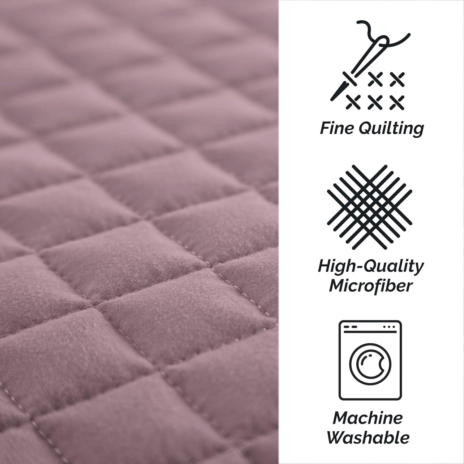 Southshore Fine Living, Inc. 18"x18" Pillow Cover Set, Euro Sham Covers, Fits Throw Pillows for Bed or Couch, Quilted Decorative Pillow Shams, Lavender