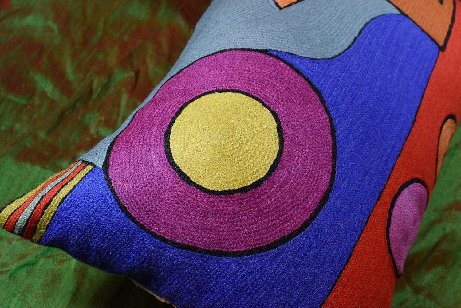 Colorful Abstract Embroidered Cotton Standard Pillowcase