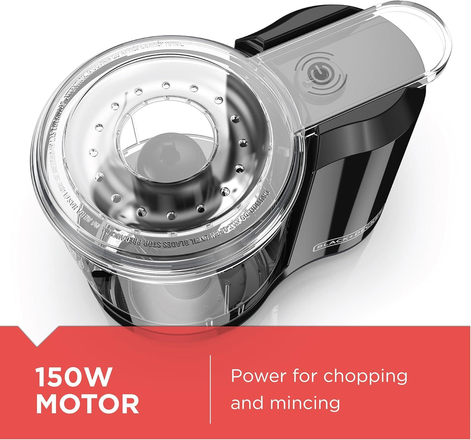 BLACK+DECKER BLACK+DECKER 1.5-Cup Electric Food Chopper, One Touch Pulse, 150W Motor, Stay-Sharp Blade, Dishwasher Safe