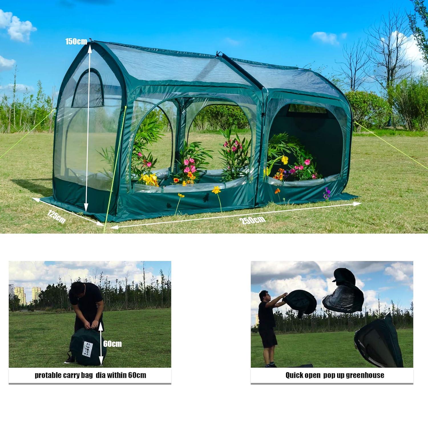 porayhut Pop Up Greenhouse Cover Flower House Mini Gardening Plant Flower Sunshine Room Room,Backyard PVC Greenhouse Cover for Cold Frost Protector Gardening Plants (Tunnel Grennhouse)