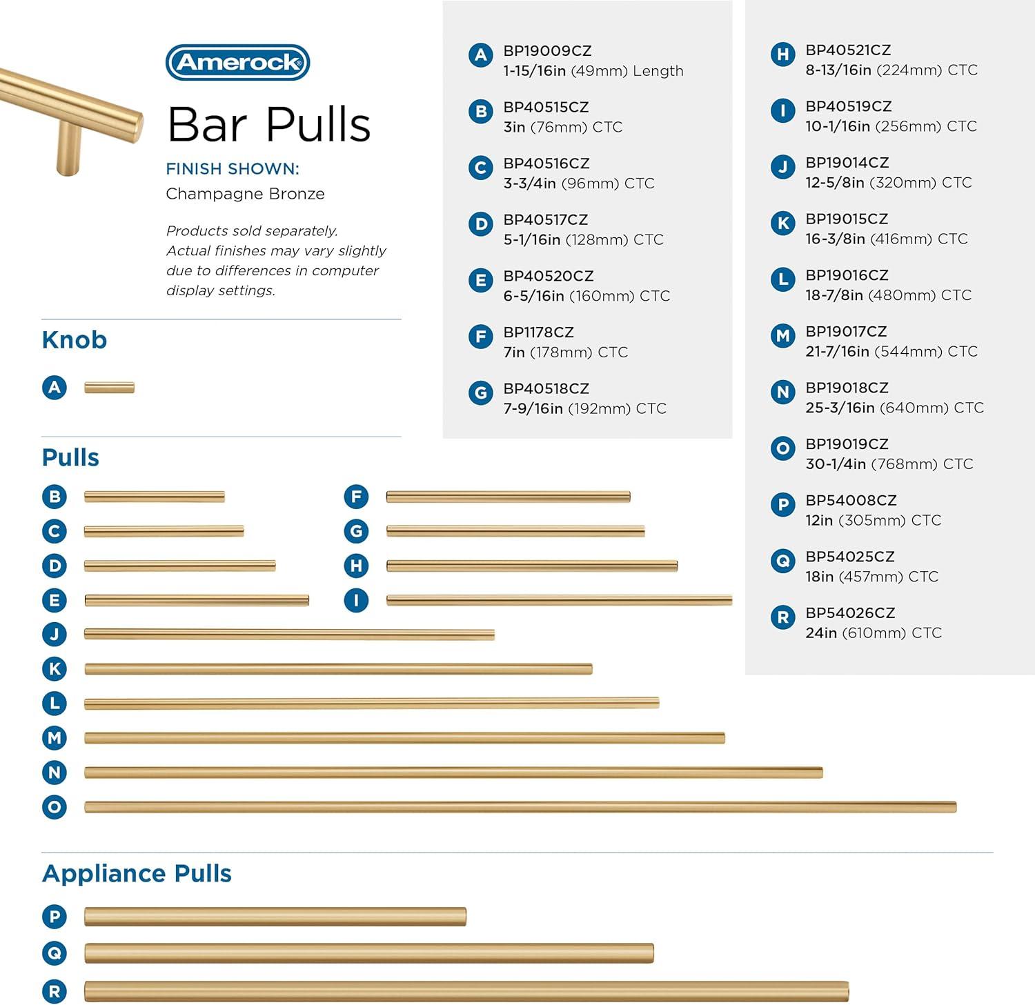 Bar Pulls 8-13/16 inch (224mm) Center-to-Center Cabinet Pull