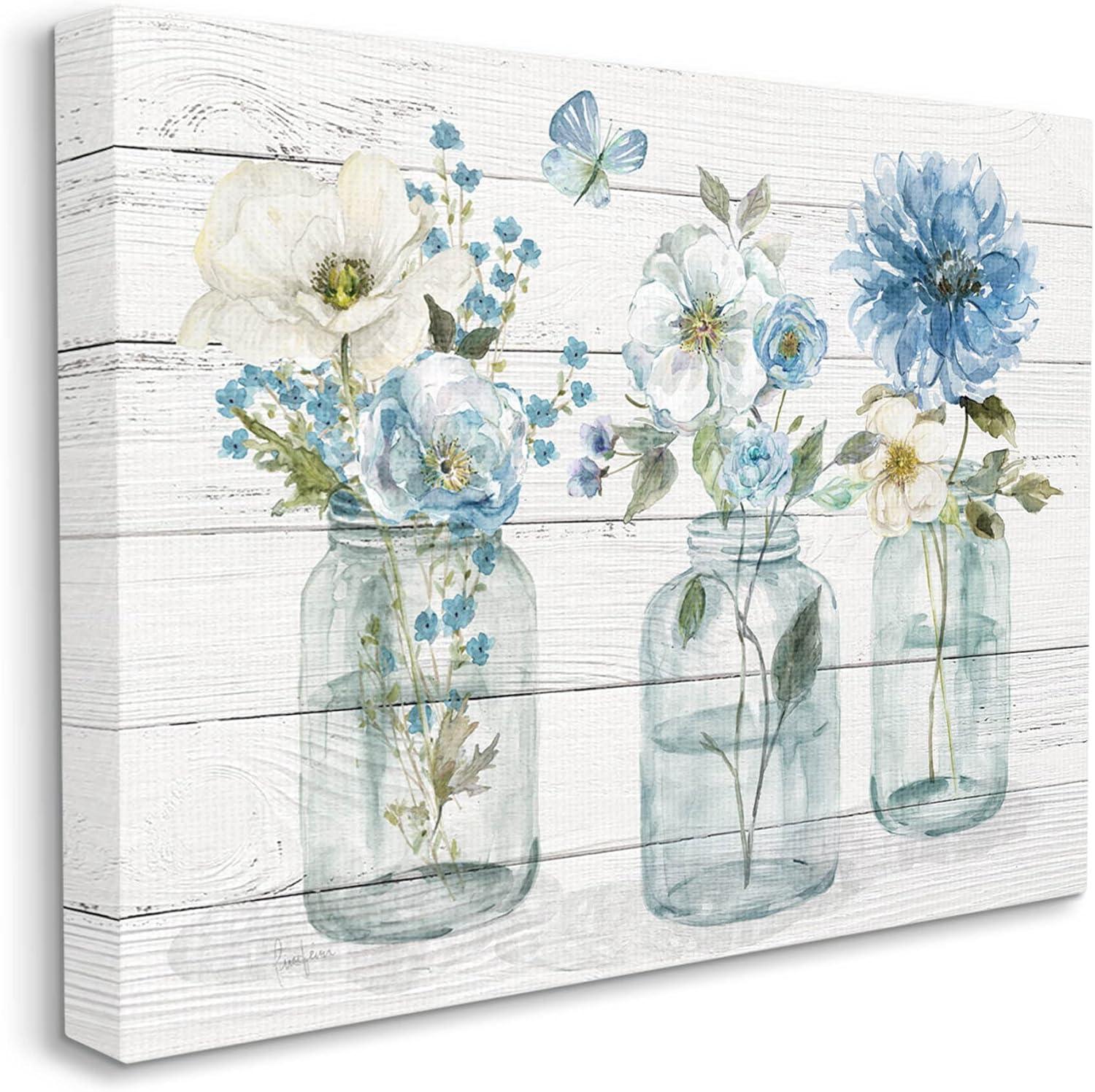 Stupell Industries " Blue Country Jar Bouquets " by Livi Finn