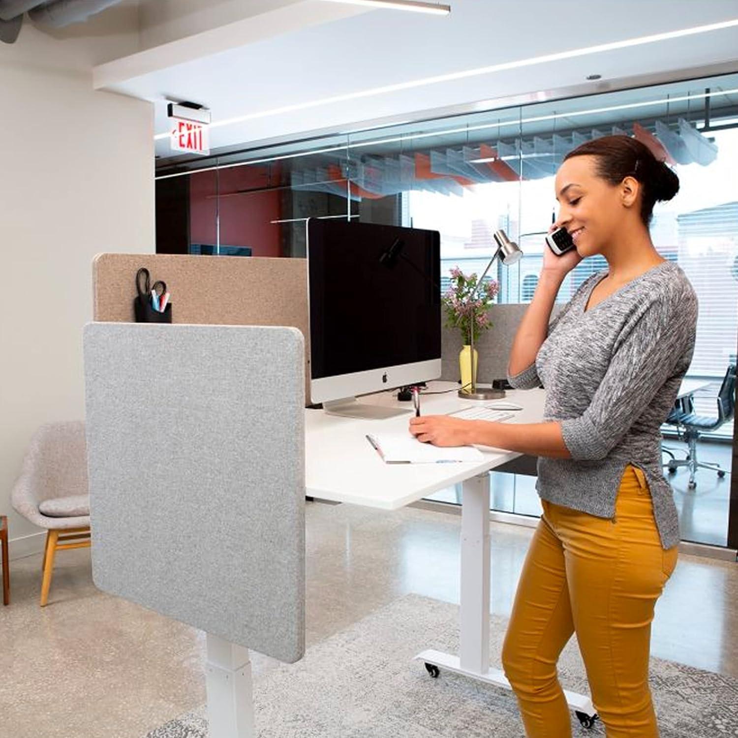 Stand Up Desk Store Fabric 3 Panel Desk Partition
