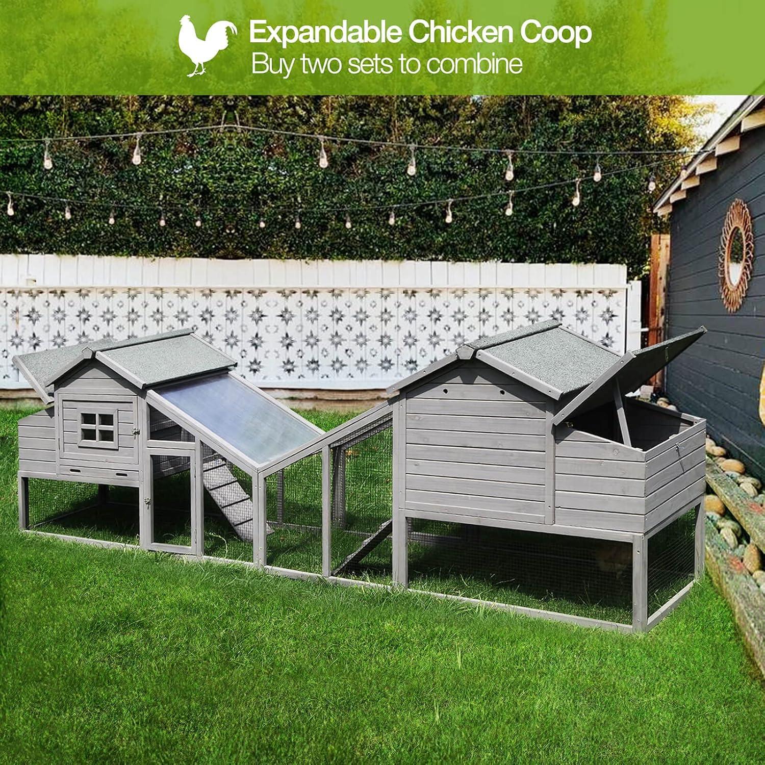 Aivituvin Chicken Coop for 4 Chickens, Mobile Chicken House with with Wheels, Outdoor Hen House Poultry Cage with Nesting Box, Leakproof Pull Out Tray and UV-Resistant Roof
