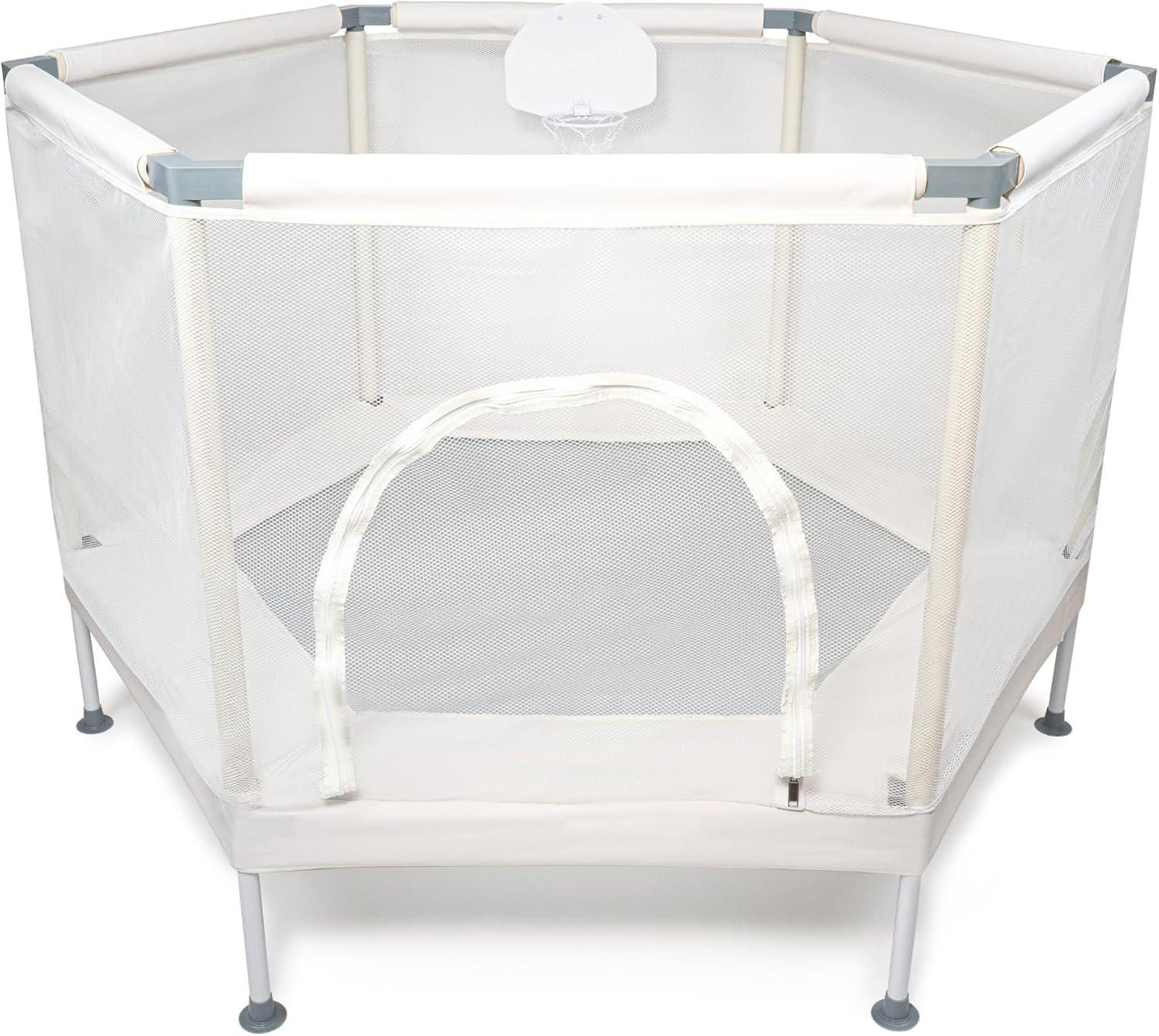 Square House Kids Trampoline, Aesthetic Indoor and Outdoor Toddler Trampoline with Safety Net, Basketball Hoop, 220lb Capacity, Ultra Safe No-Gap Design, Gifts for Boys & Girls (Arctic Blue, 4 FT)