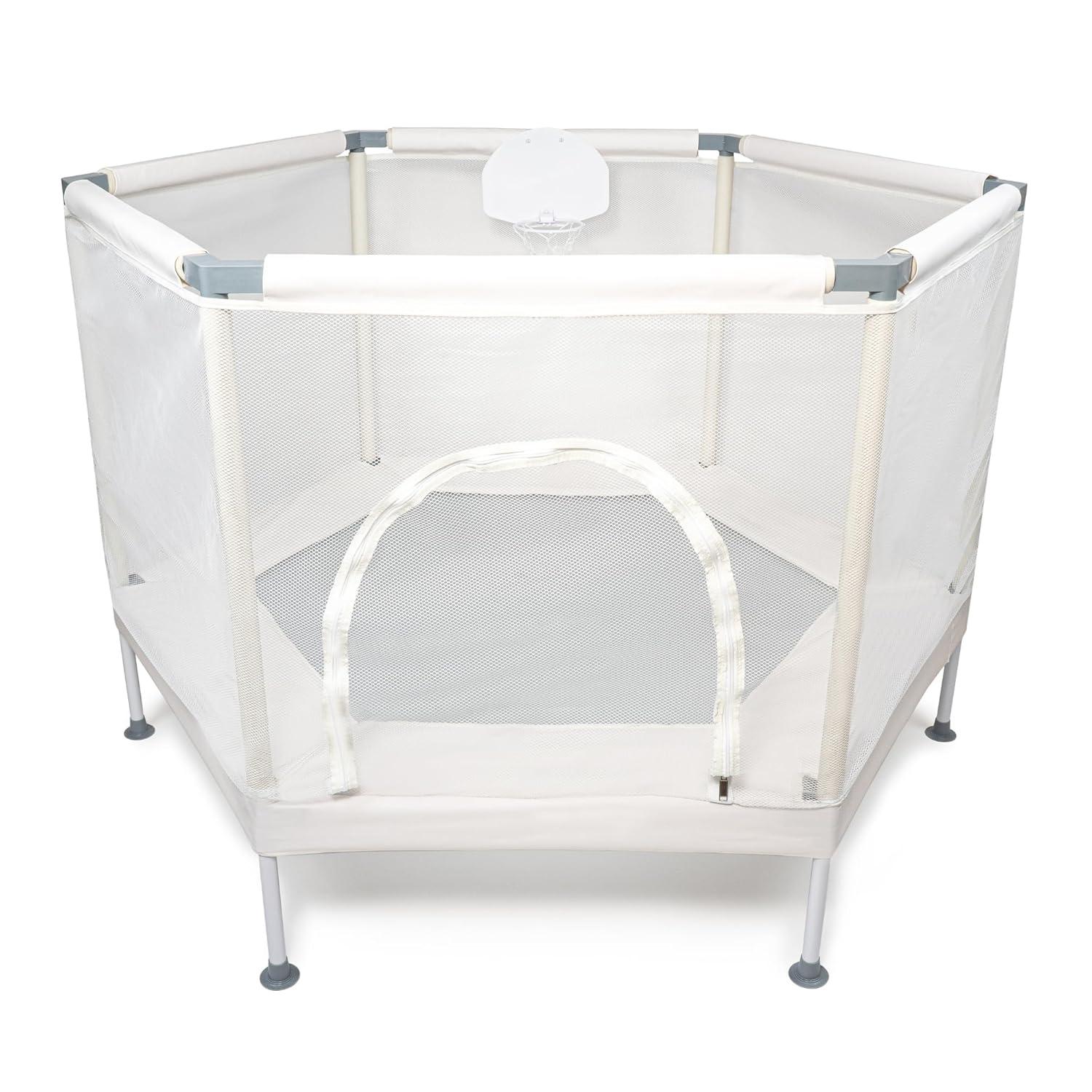 Square House Kids Trampoline, Aesthetic Indoor and Outdoor Toddler Trampoline with Safety Net, Basketball Hoop, 220lb Capacity, Ultra Safe No-Gap Design, Gifts for Boys & Girls (Arctic Blue, 4 FT)