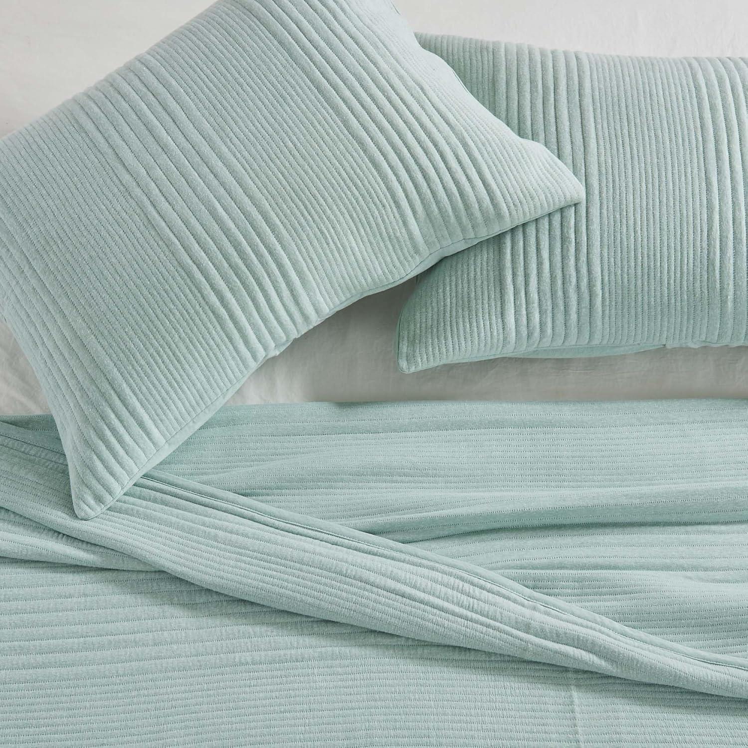 FreshFolds Jersey Cotton Blend Stitched Quilt Set with Shams