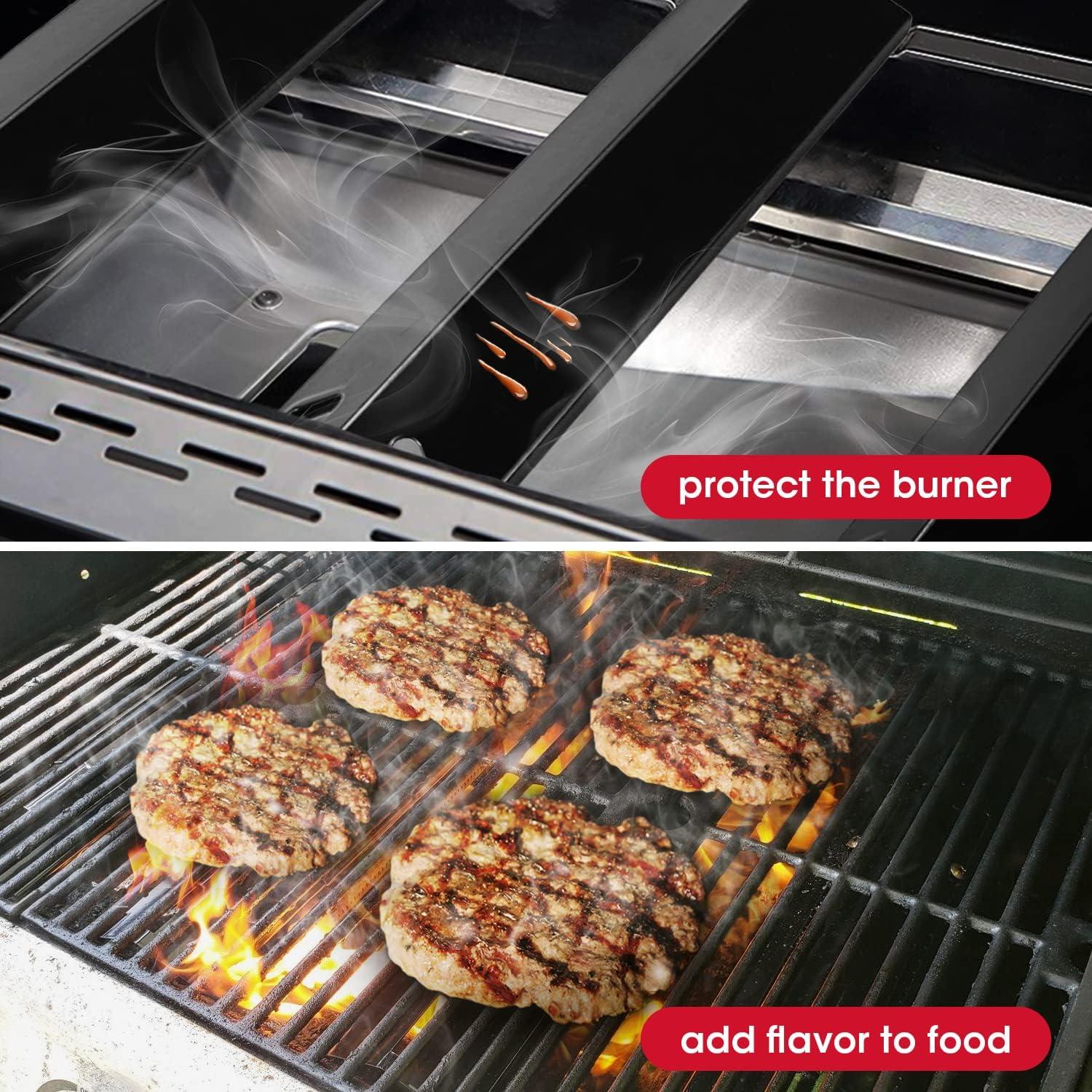 Unicook 15 Inch Grill Heat Plates for Dyna-Glo, Grill Burner Covers, Grill Parts Porcelain Heat Shields for Backyard, 4 Pack