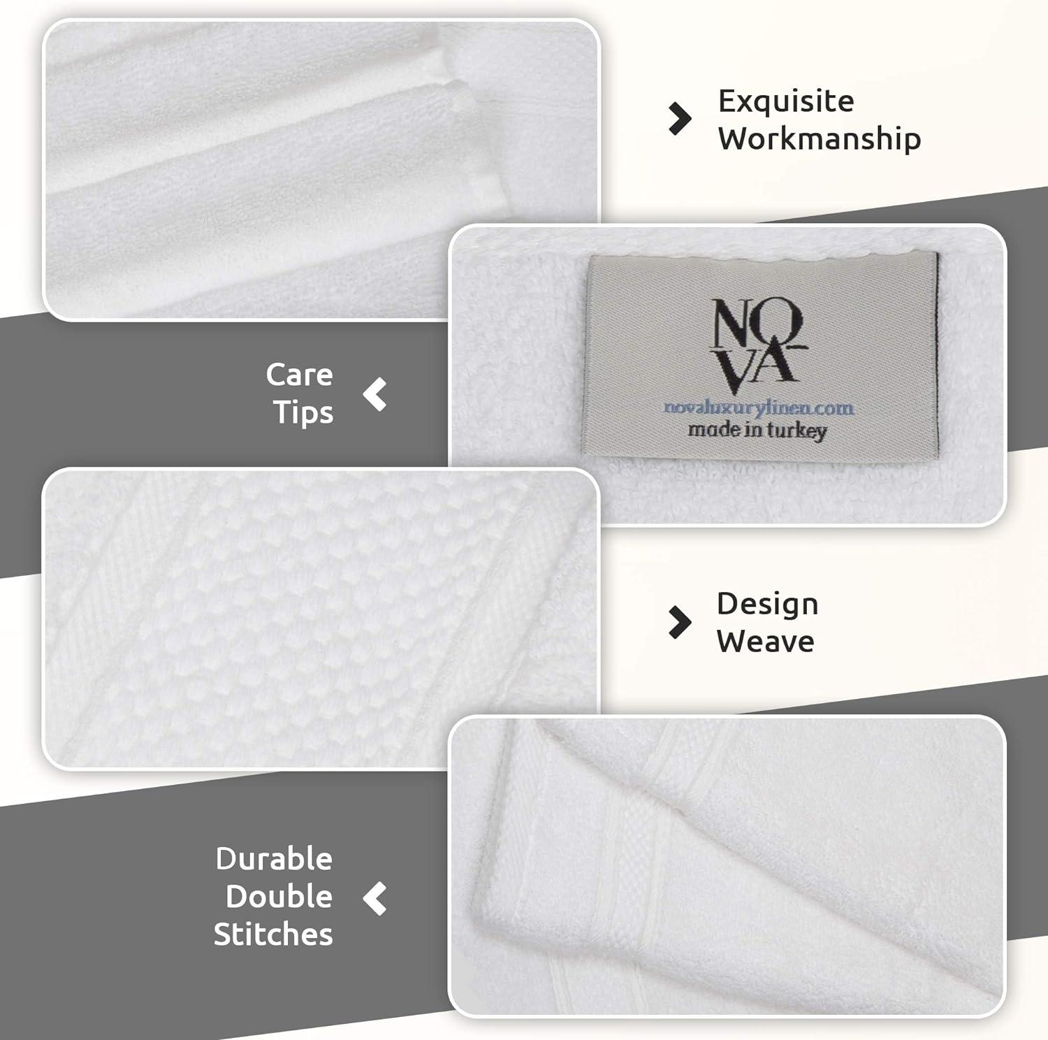 American Soft Linen 4 Pack Hand Towel Set, 100% Cotton, 16 inch by 28 inch, Hand Face Towels for Bathroom, Bright White