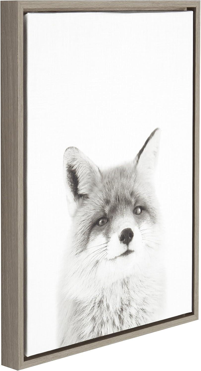 Fox Framed Kids' Canvas Art Gray (24"x18") - Uniek