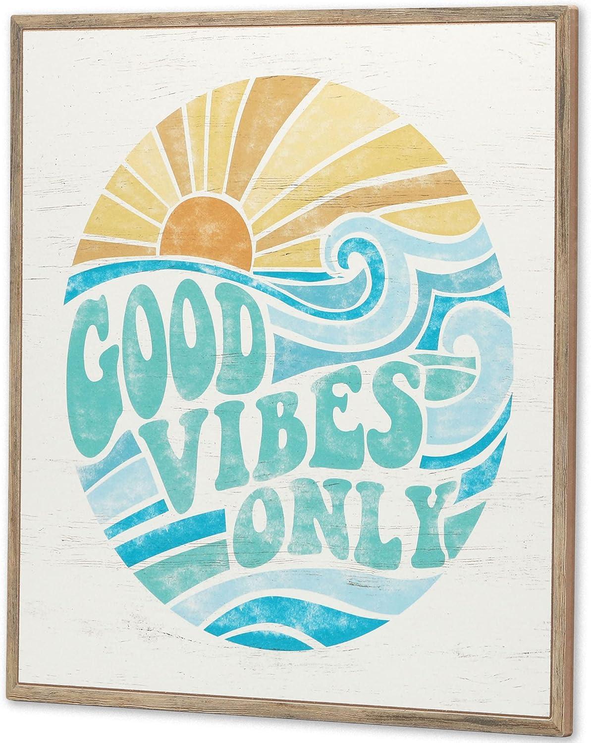 Retro Beachy Good Vibes Only Square Wall Art