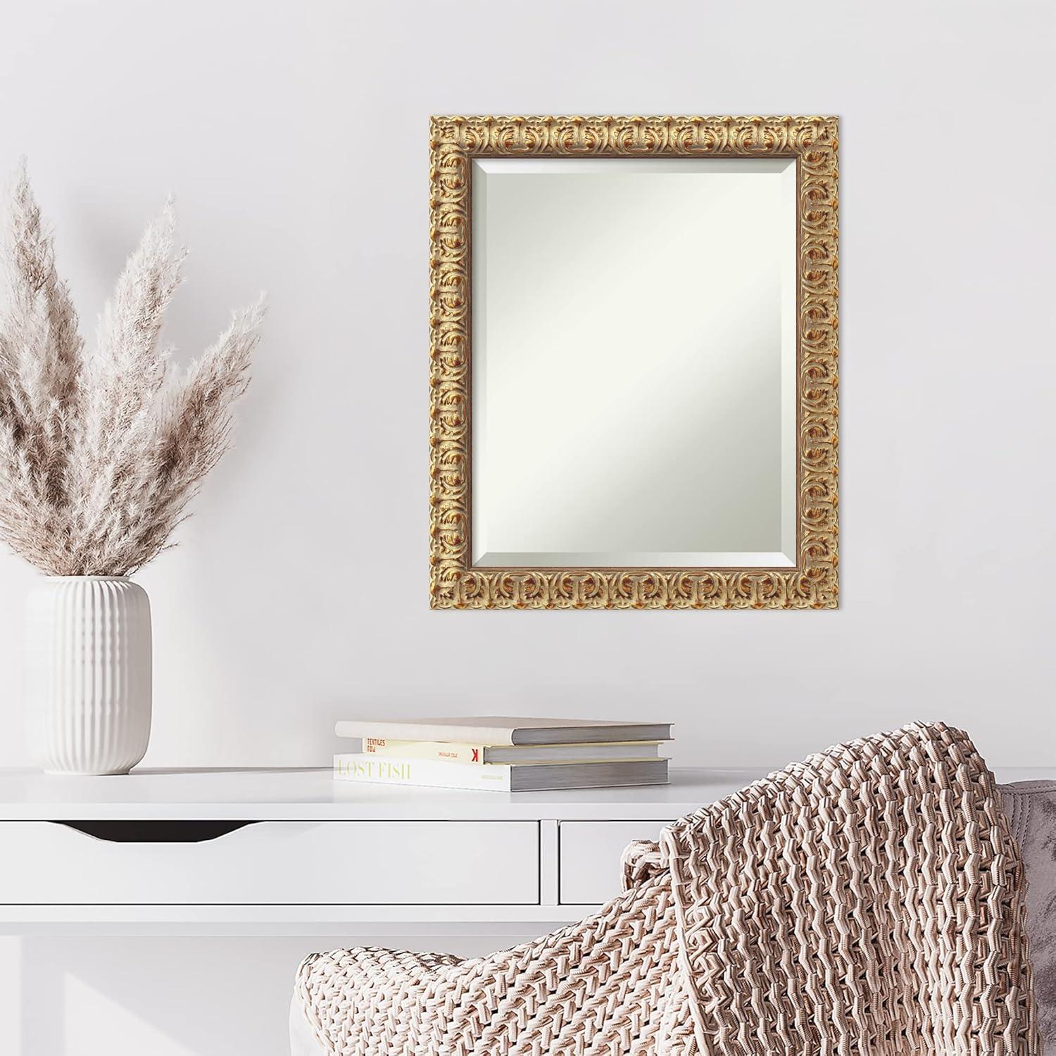 Amanti Art Florentine Gold Beveled Wood Framed Wall Mirror