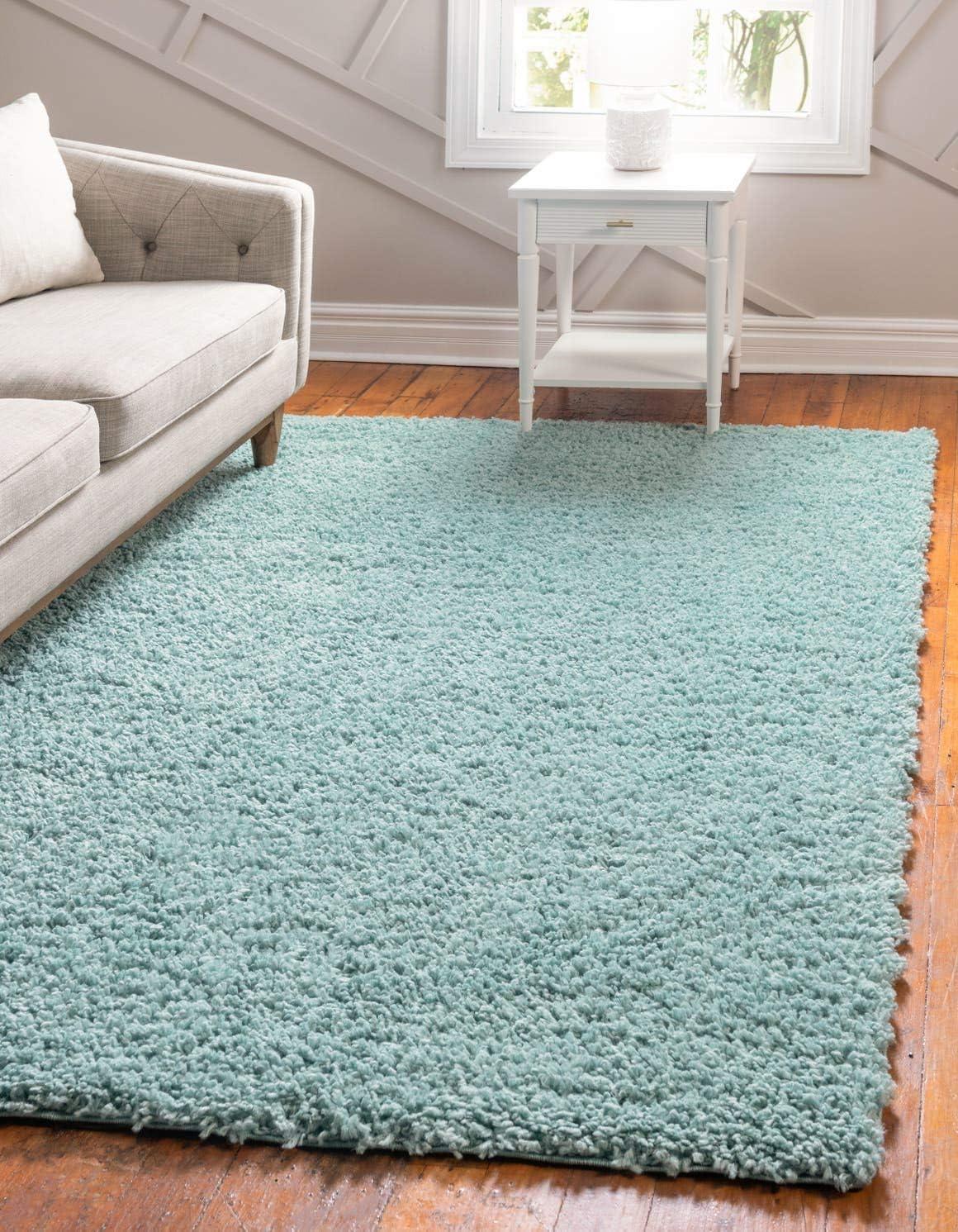 Alpine Aqua Braided 6'x9' Rectangular Shag Area Rug