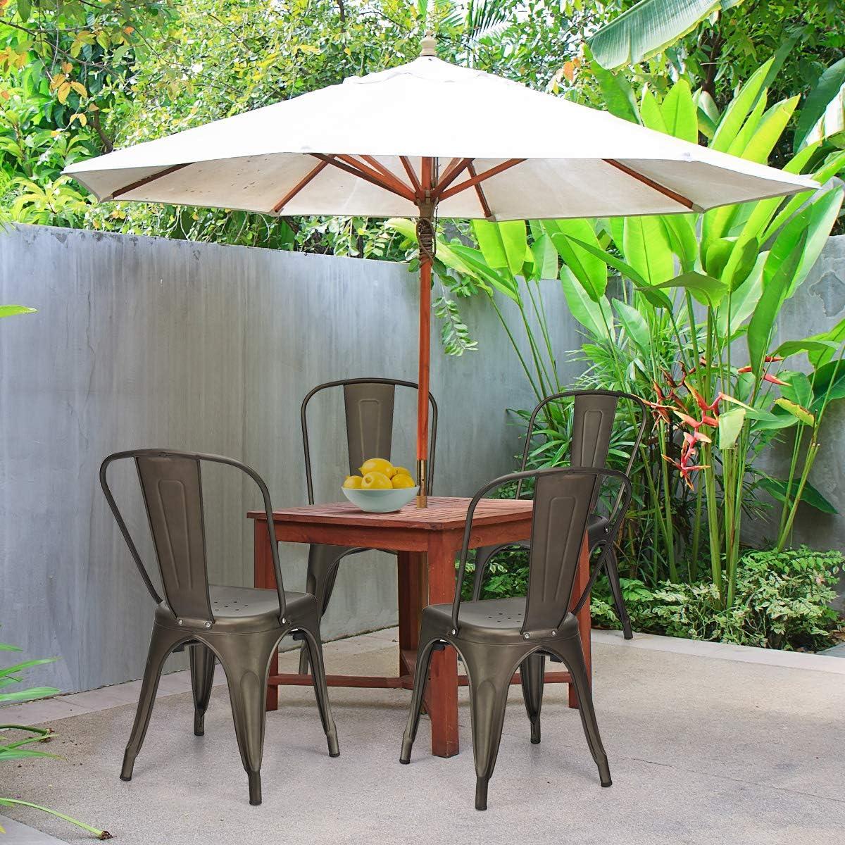 Set of 4 Gunmetal Modern Metal Side Chairs with Rubber Feet