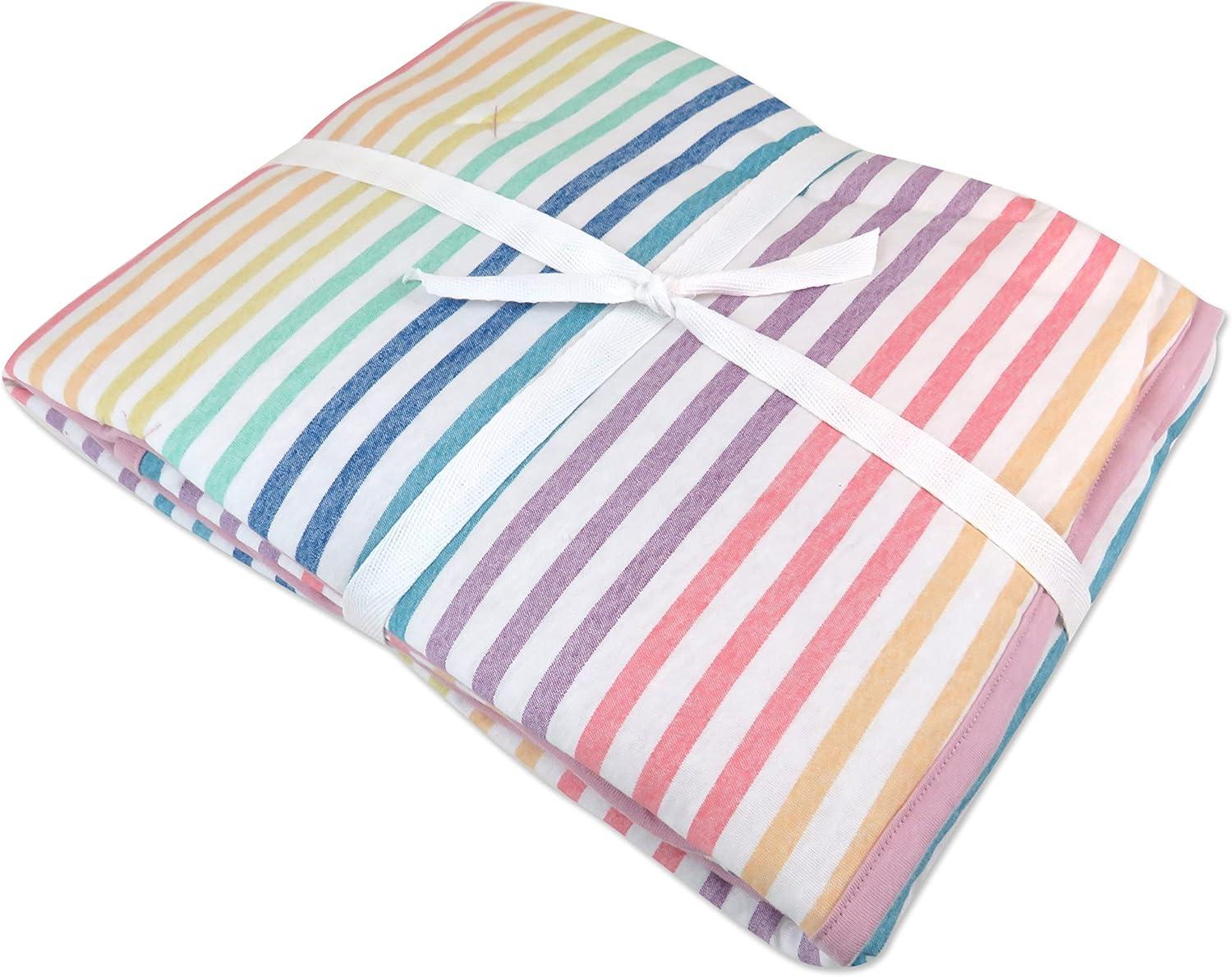 Organic Cotton Rainbow Stripe Reversible Baby Blanket