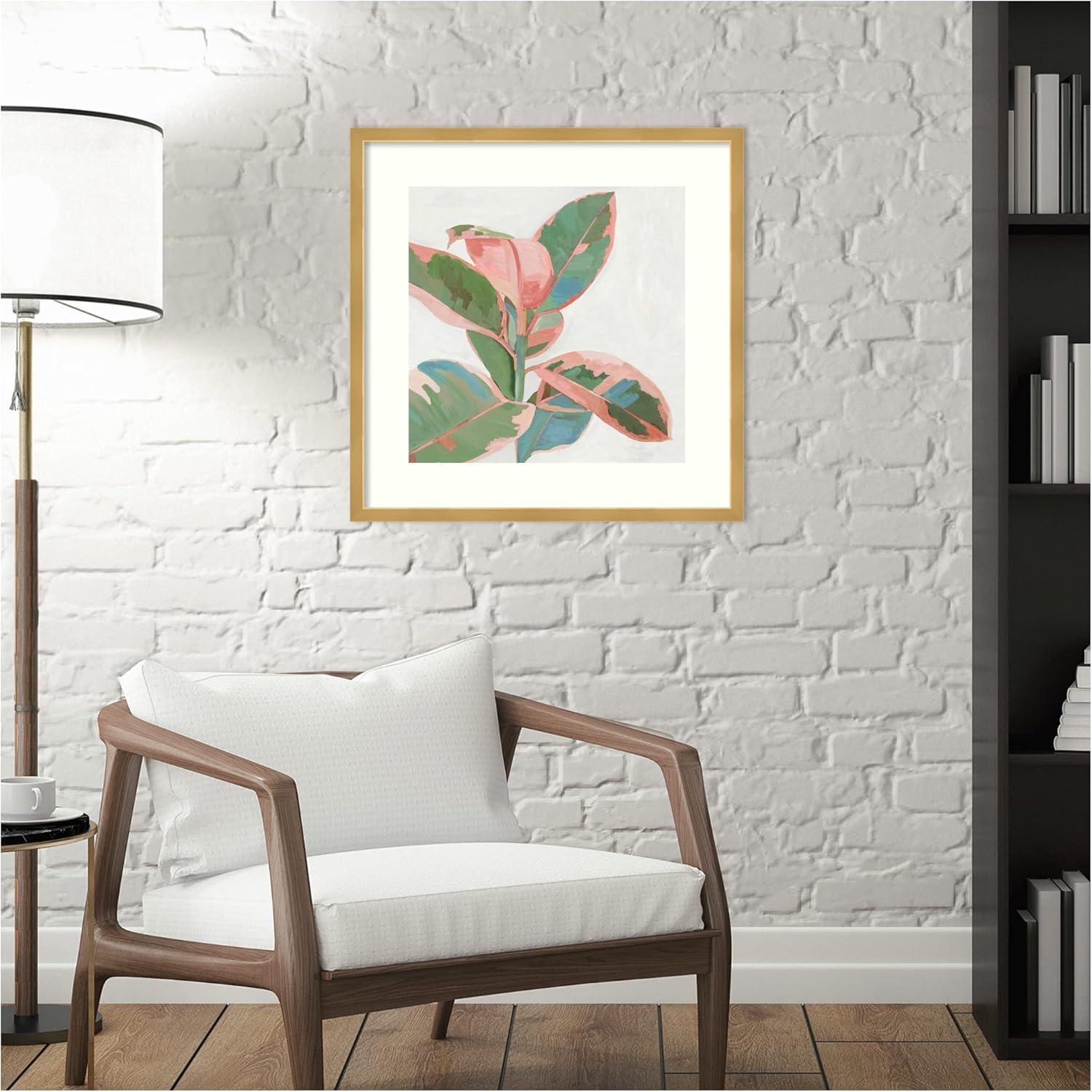 21" x 21" Ficus I by Asia Jensen Framed Wall Art Print Pink - Amanti Art: Modern Hardwood Frame, Botanical Lithograph