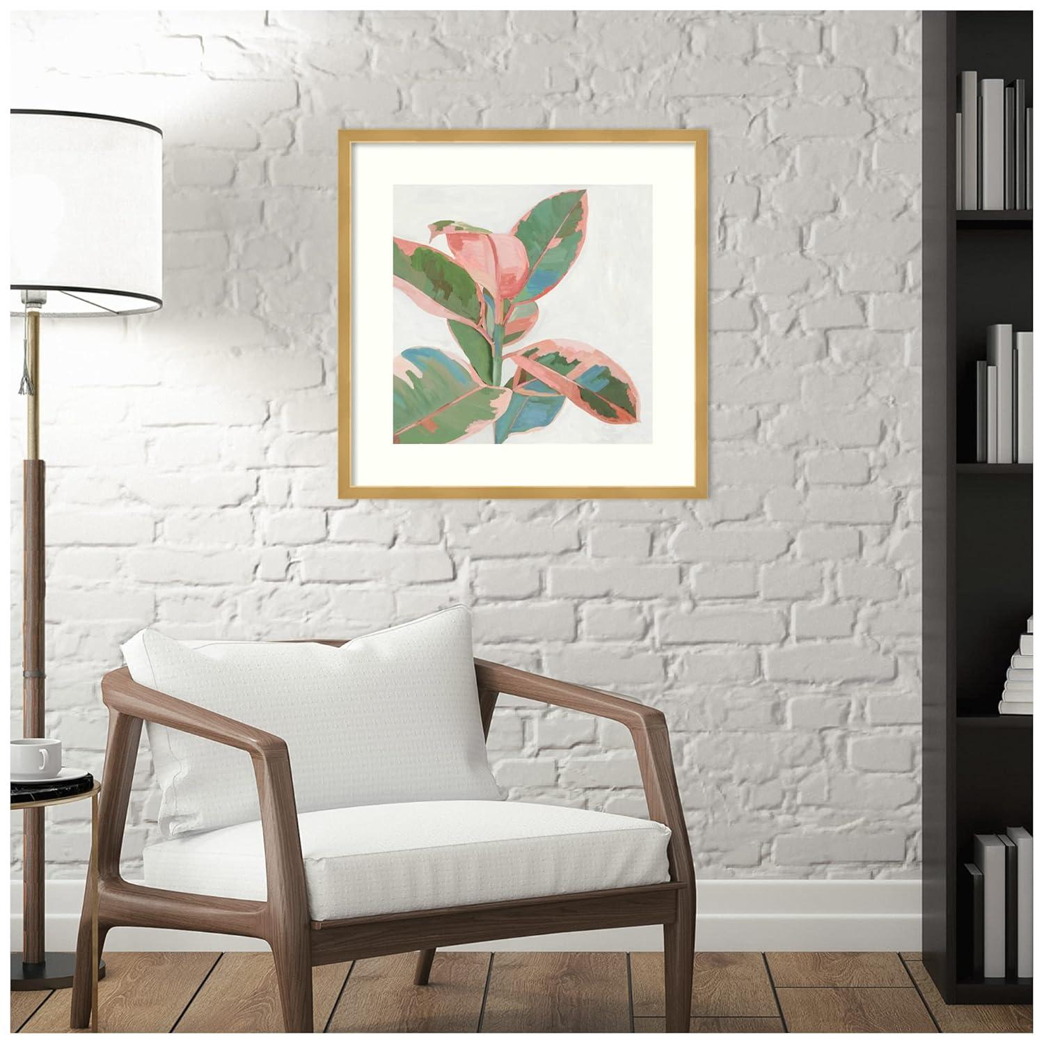 21" x 21" Ficus I by Asia Jensen Framed Wall Art Print Pink - Amanti Art: Modern Hardwood Frame, Botanical Lithograph