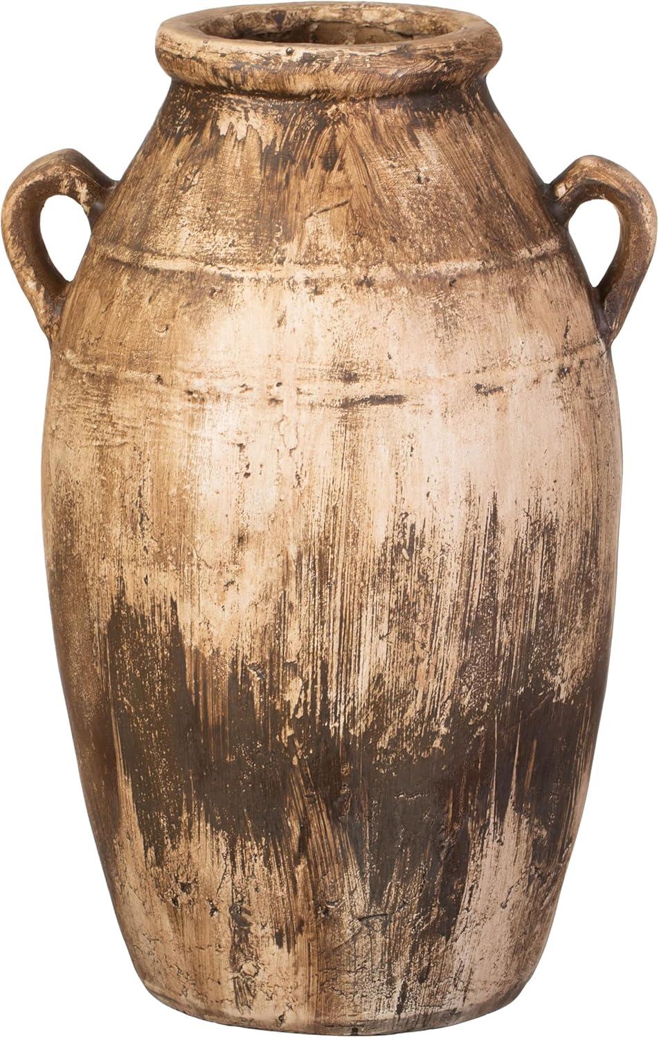 Uniquewise 23-Inch Brown Antique-Inspired Fiberglass Tall Floor Vase - Farmhouse Boho Decor for Living Rooms, Entryway Tables, and Wedding Tables