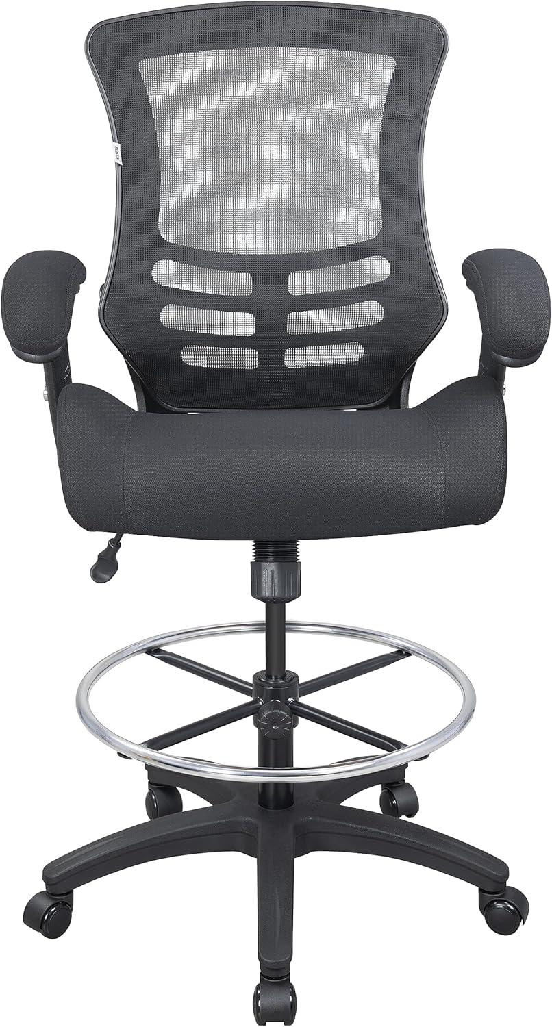 Archimedes Mid-Back Swivel Office Chair with Foot Ring and Flip-Up Arms