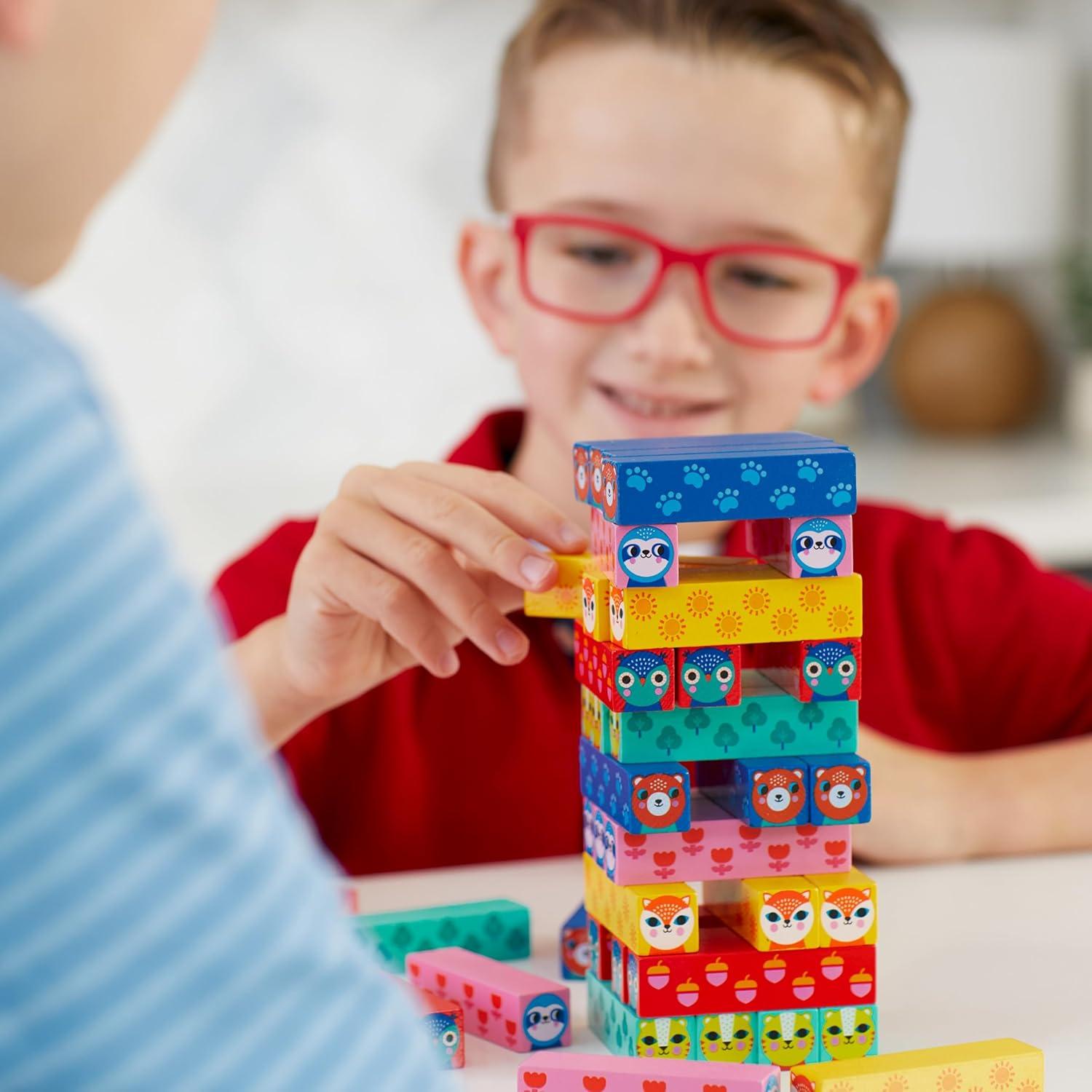 Colorful Wooden Animal Tumbling Tower Game for Kids