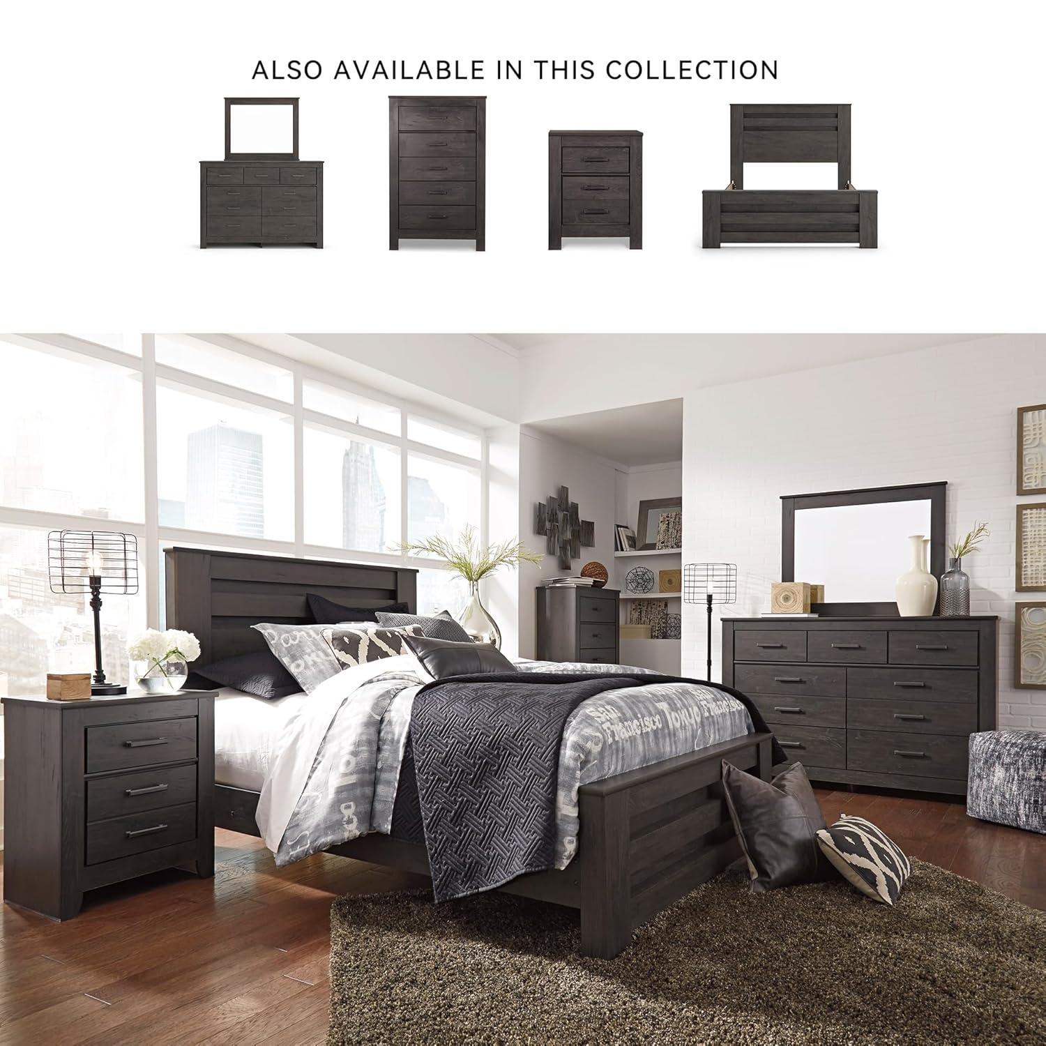 Brinxton Nightstand - Black - Signature Design by Ashley: Contemporary Bedside Table with Storage Drawer