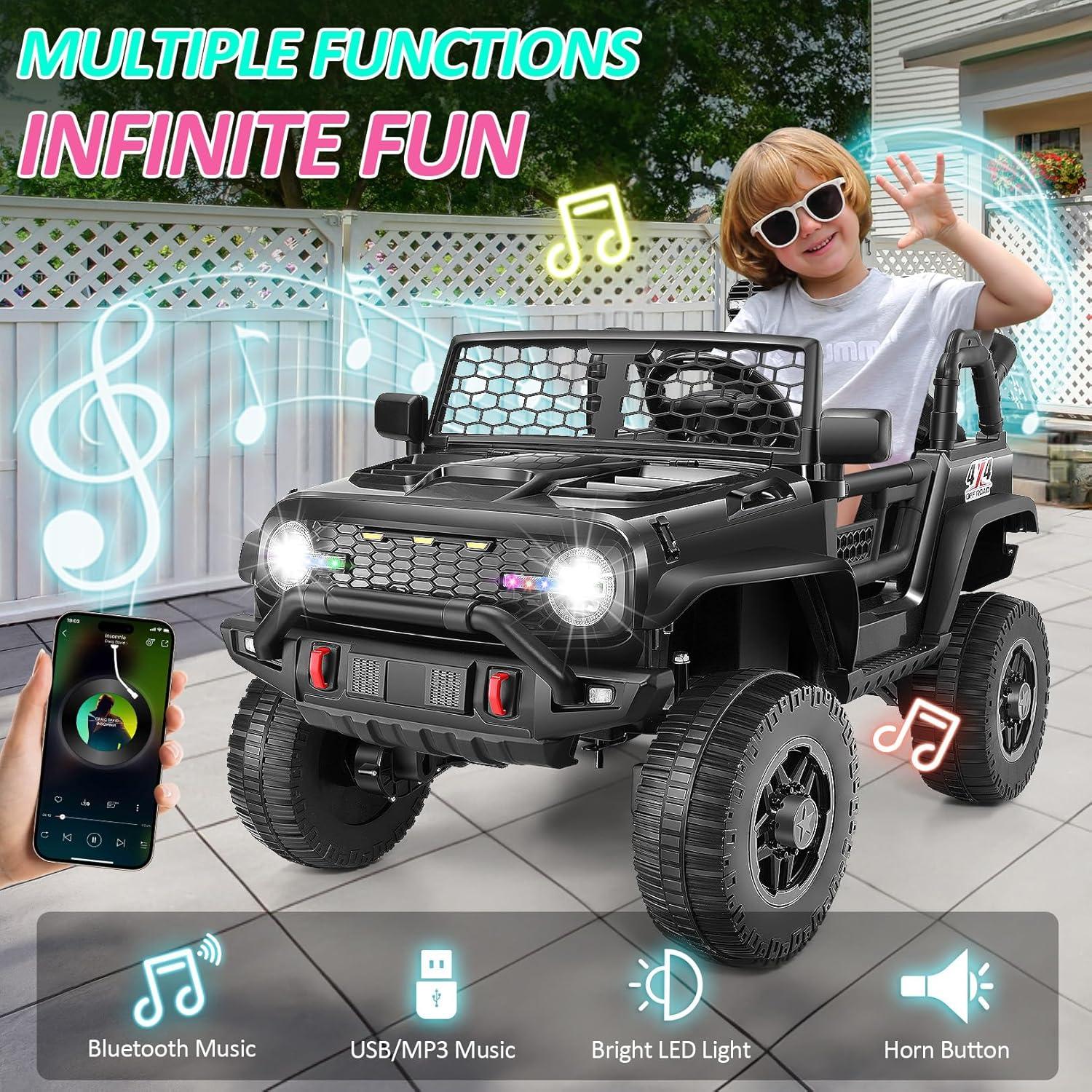 24V Black 2-Seater Electric SUV Ride-On Car with Remote Control