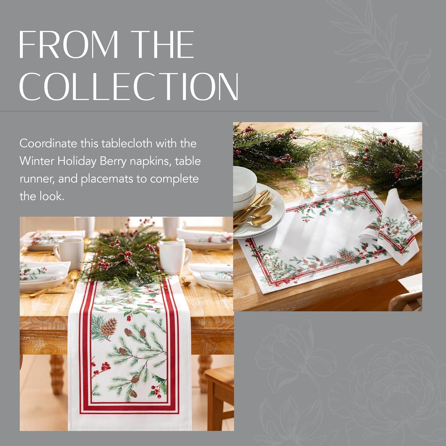 Elrene Winter Holiday Berry Tablecloth - Elrene Home Fashions