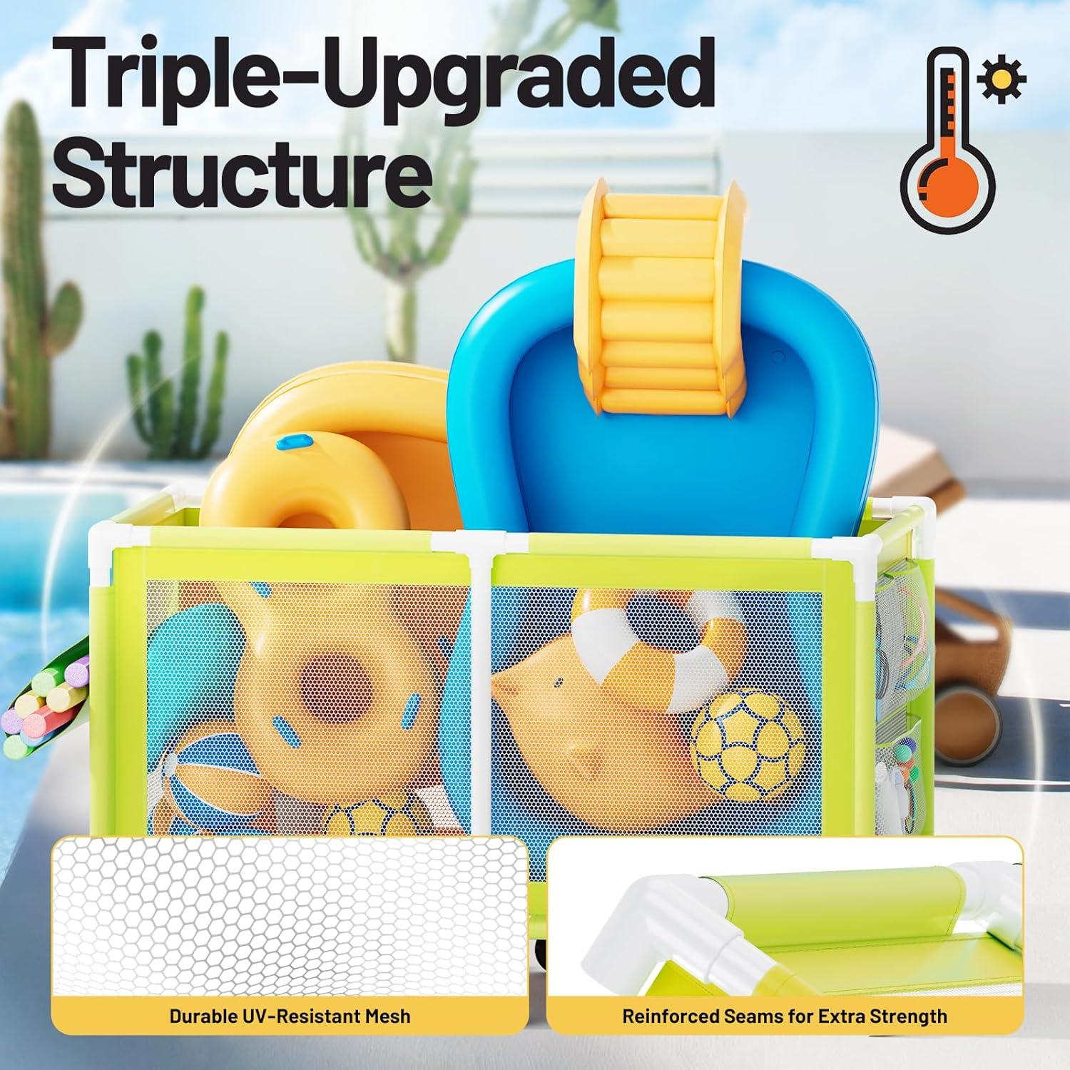 Rebrilliant 007D93BB8F684D4CA4067711D7E12131 Extra Large Pool Storage Bin, 235 Gallons, Waterproof & Heat-Resistant Pvc Mesh, Easy Assembly, 69" L X 32" W X 35" H, Vitality Mint