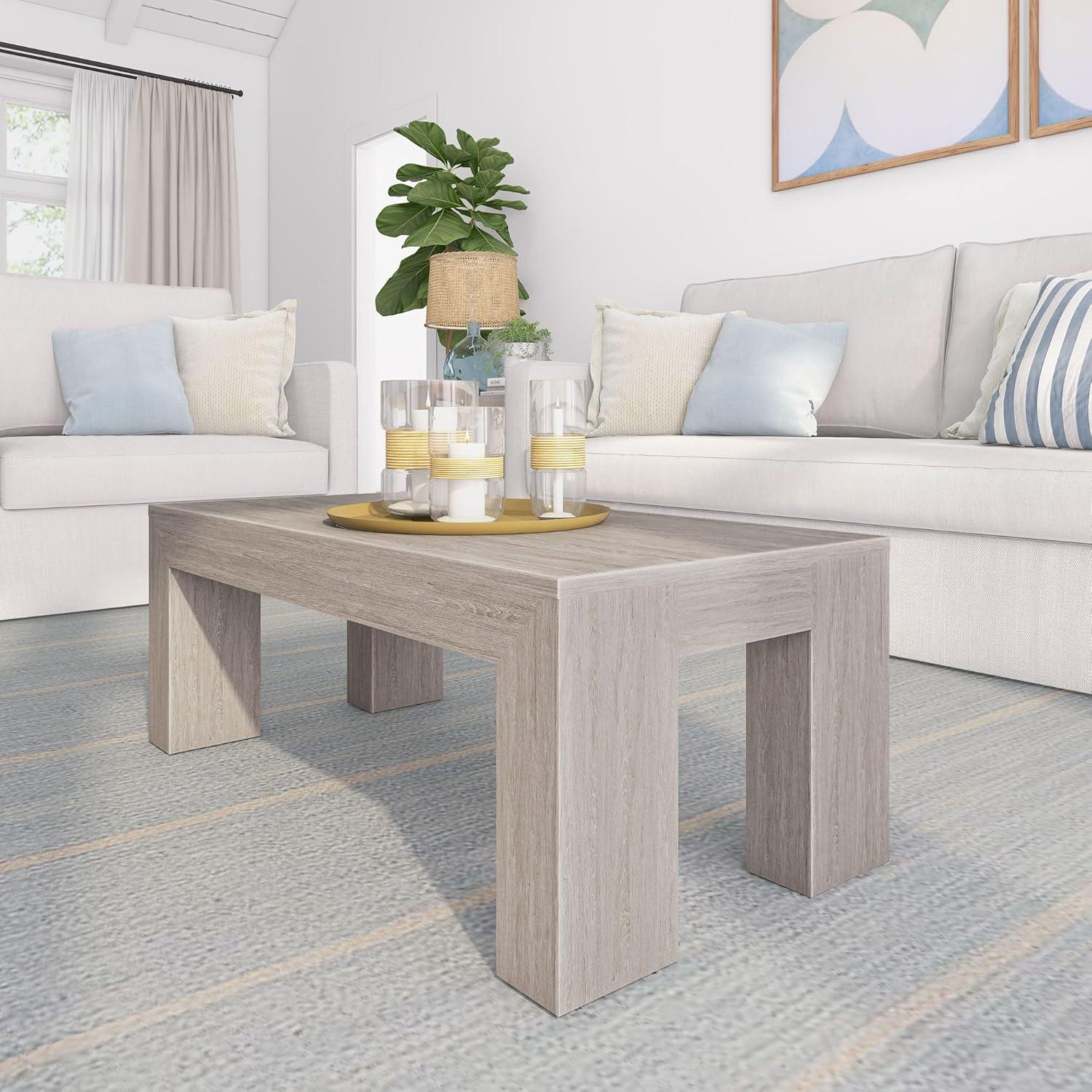 Plank+Beam Modern Rectangular Coffee Table, 40" Coffee Table for Living Room