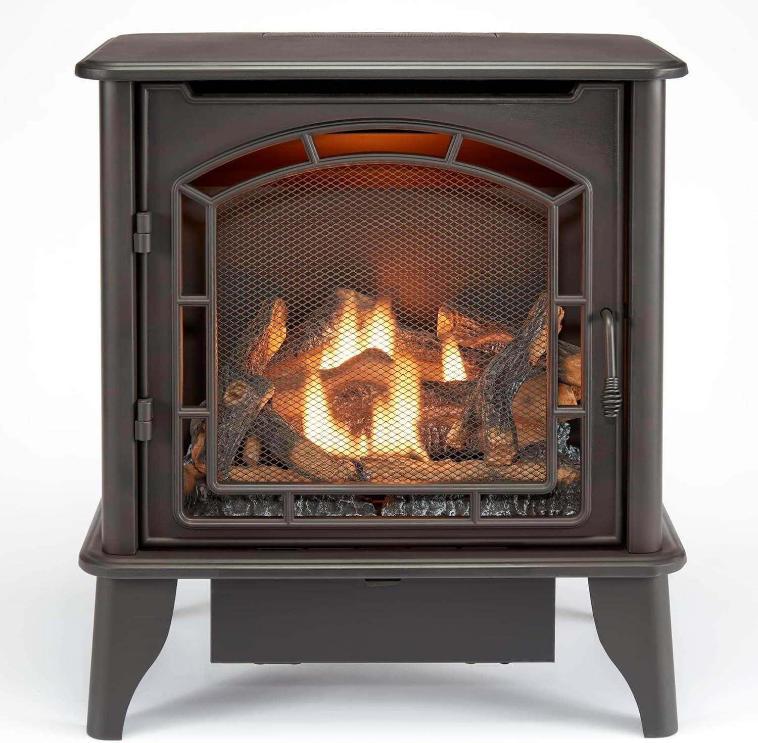 Bluegrass Living Bluegrass Living Panorama Vent Free Dual Fuel 3-Sided Gas Stove - 23,000 BTU, Remote Control, Black Finish - Model# BTSD23RT