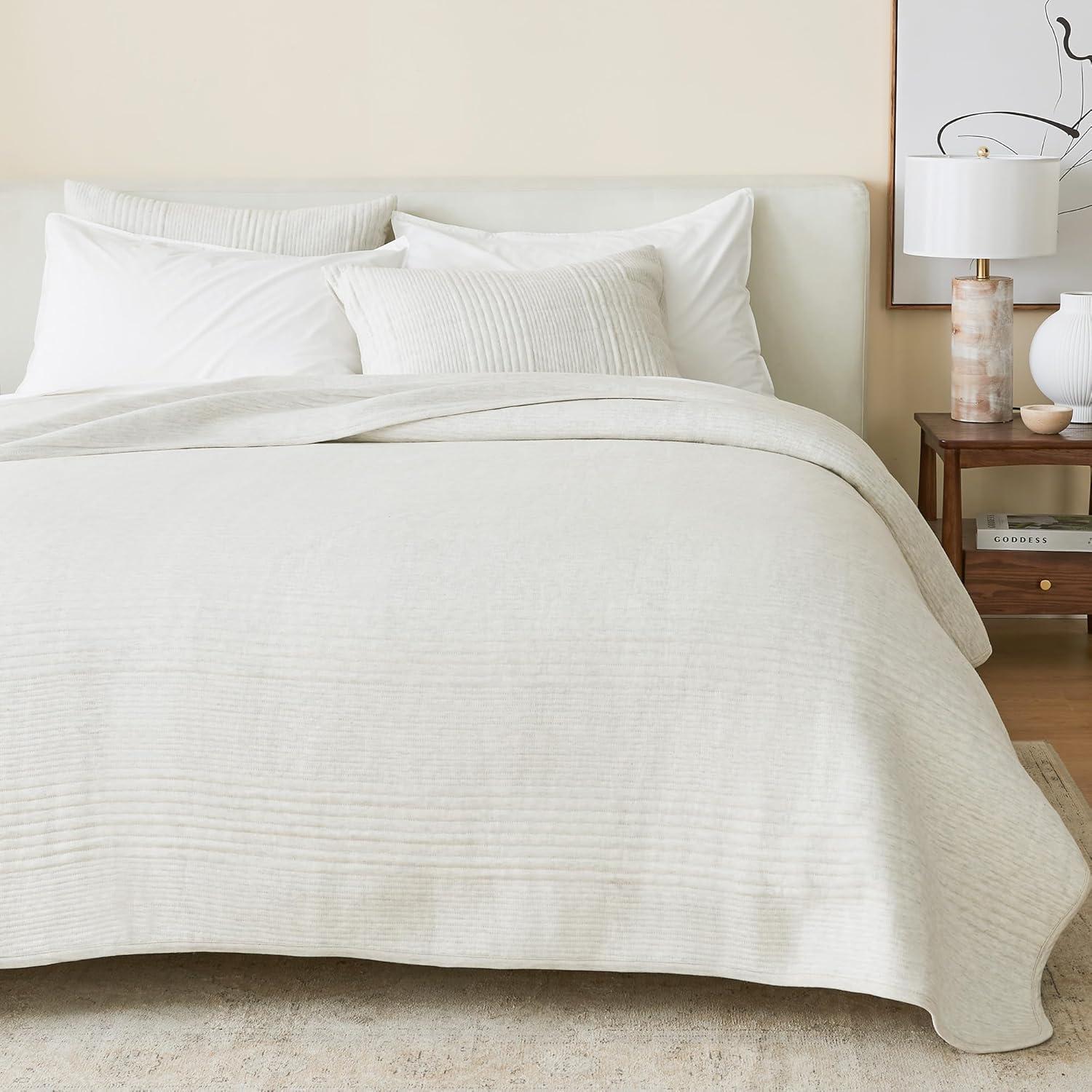 FreshFolds Jersey Cotton Blend Stitched Quilt Set with Shams