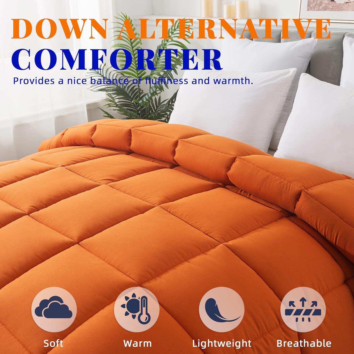 All Season Queen Size Bed Comforter Burnt Orange - Queen