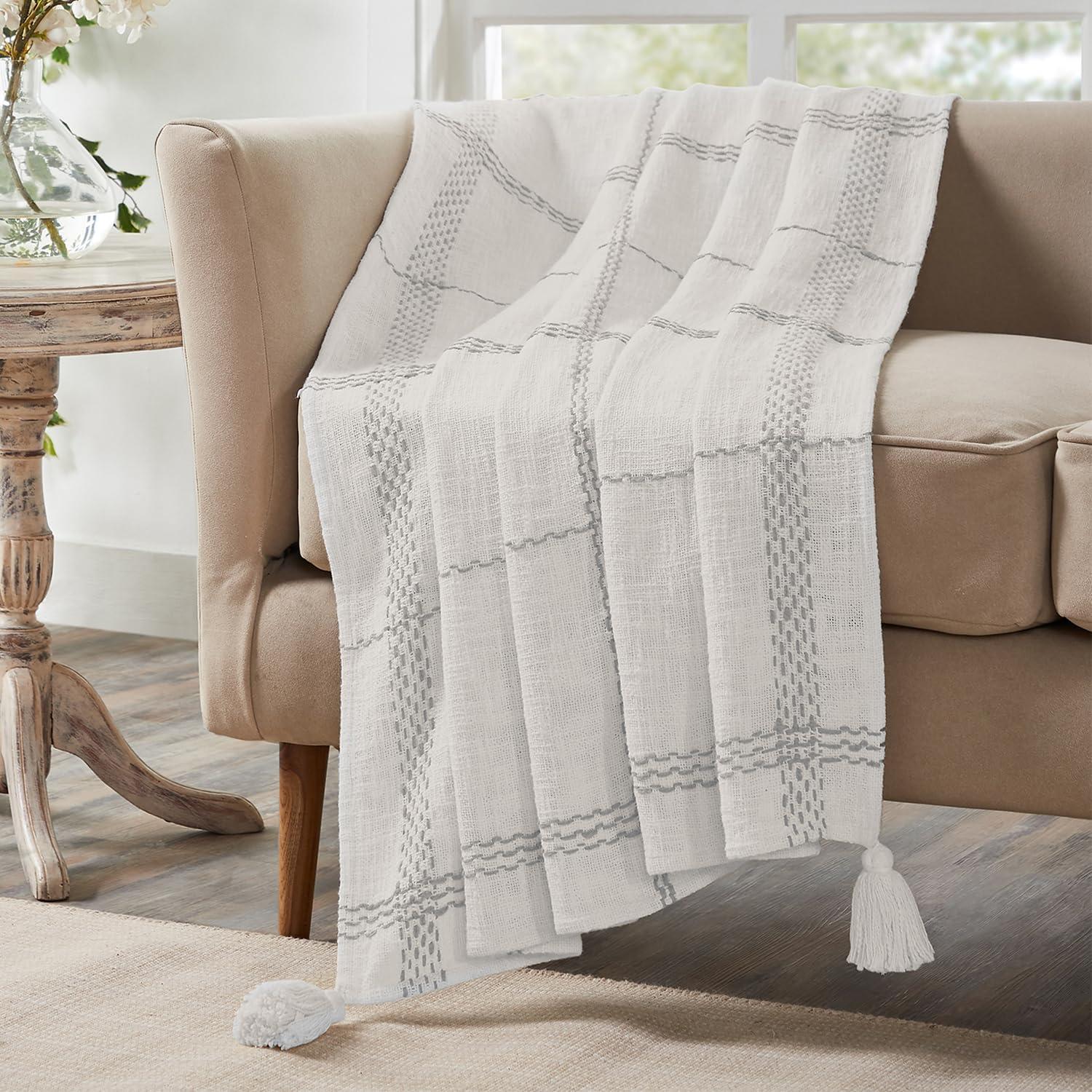 VCNY Piri Plaid Woven Slub Cotton Throw Blanket, 50" x 60"