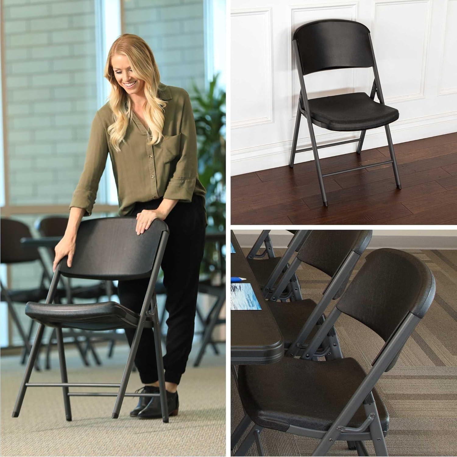 Lifetime Folding Chair, Indoor/Outdoor Commercial, Adult, Black, 4 Pack (80187)