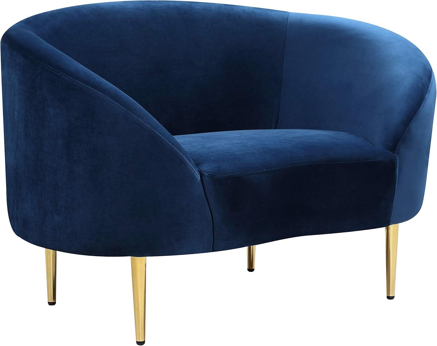 Meridian Furniture Ritz Velvet Accent Chair in Navy and Gold