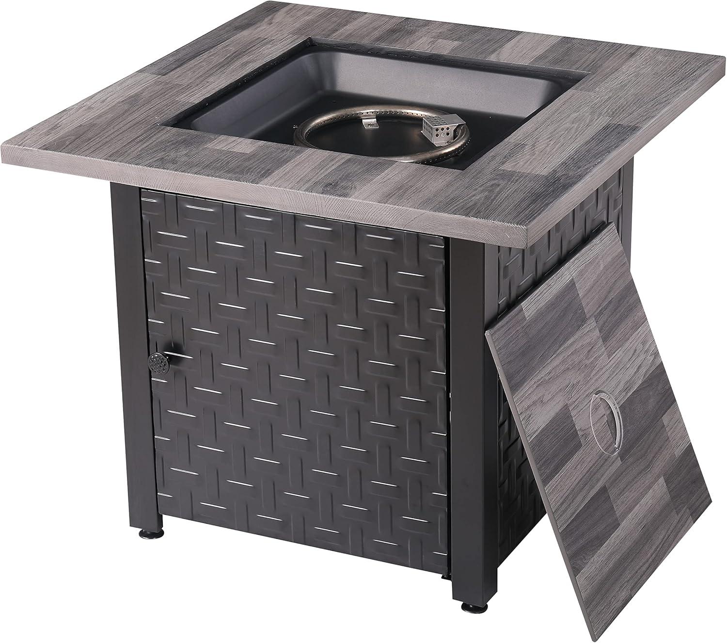 Black and Grey Steel Gas Fire Pit Table