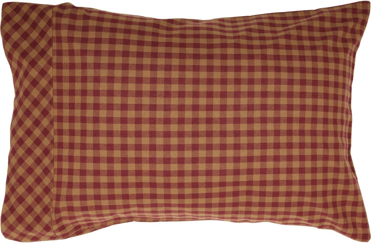 Burgundy Check Cotton Standard Pillowcase Set of 2