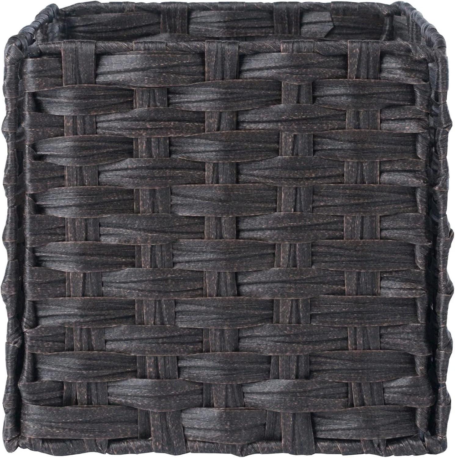 3pc Melanie Woven Fiber 3 Small Basket Set Chocolate - Winsome: HDPE Material, Foldable, Cut-Out Handles